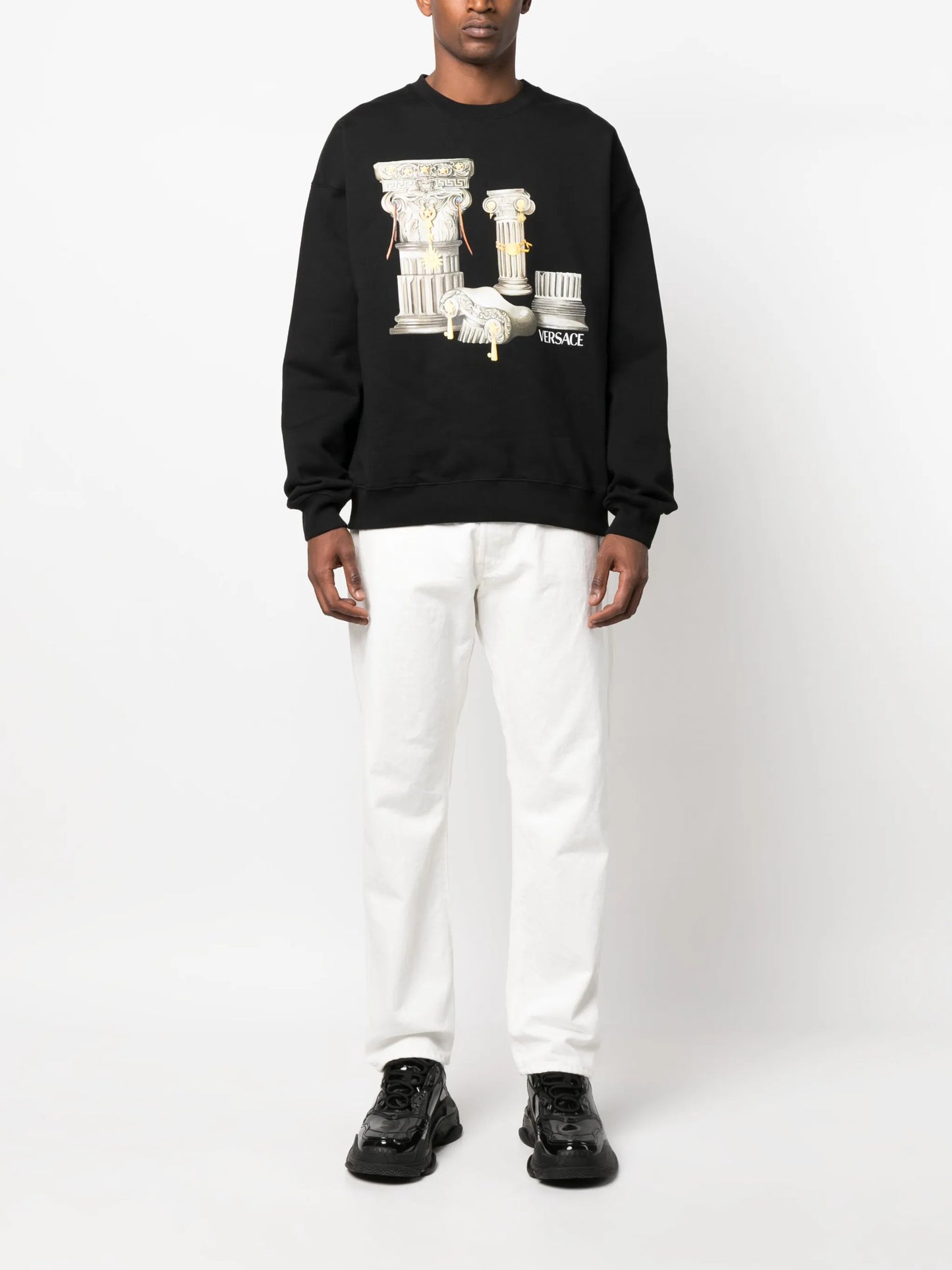 Columns-print cotton sweatshirt