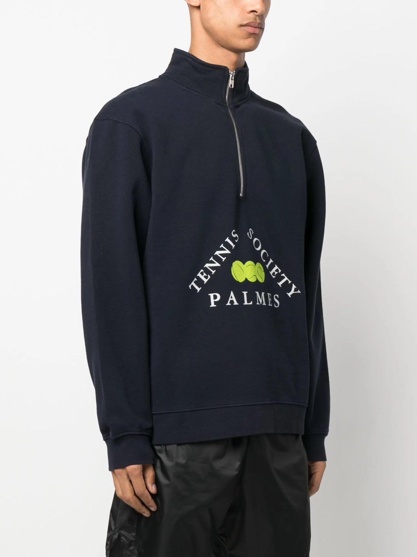 Triangle high-neck zip-up sweatshirt