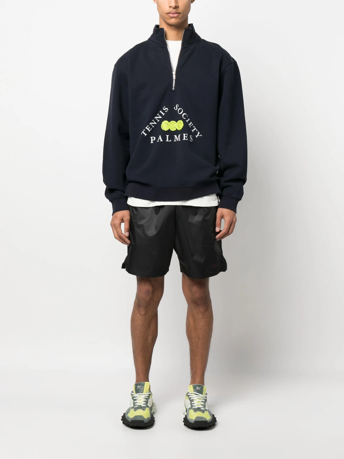 Triangle high-neck zip-up sweatshirt