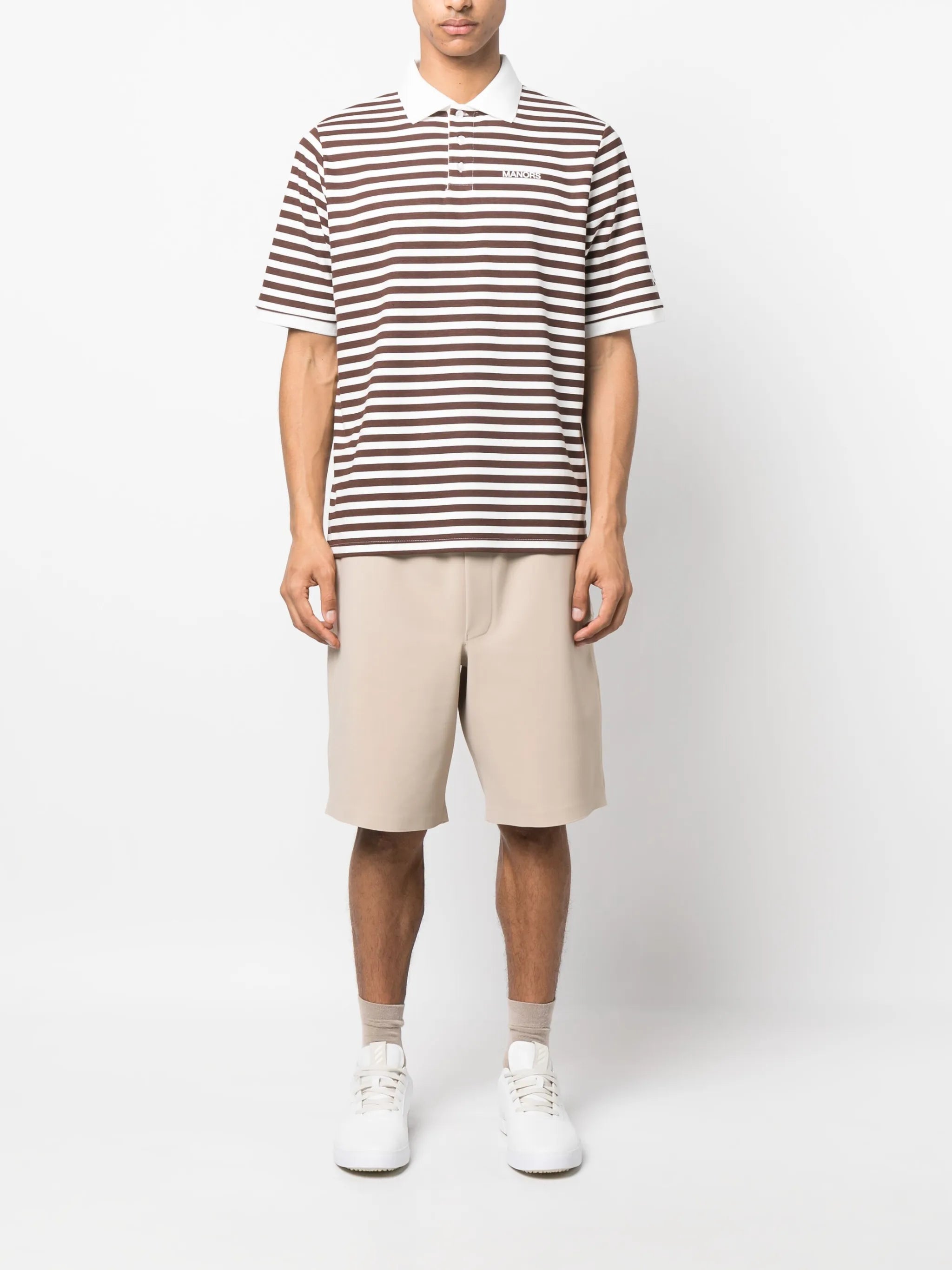 logo-print striped polo shirt
