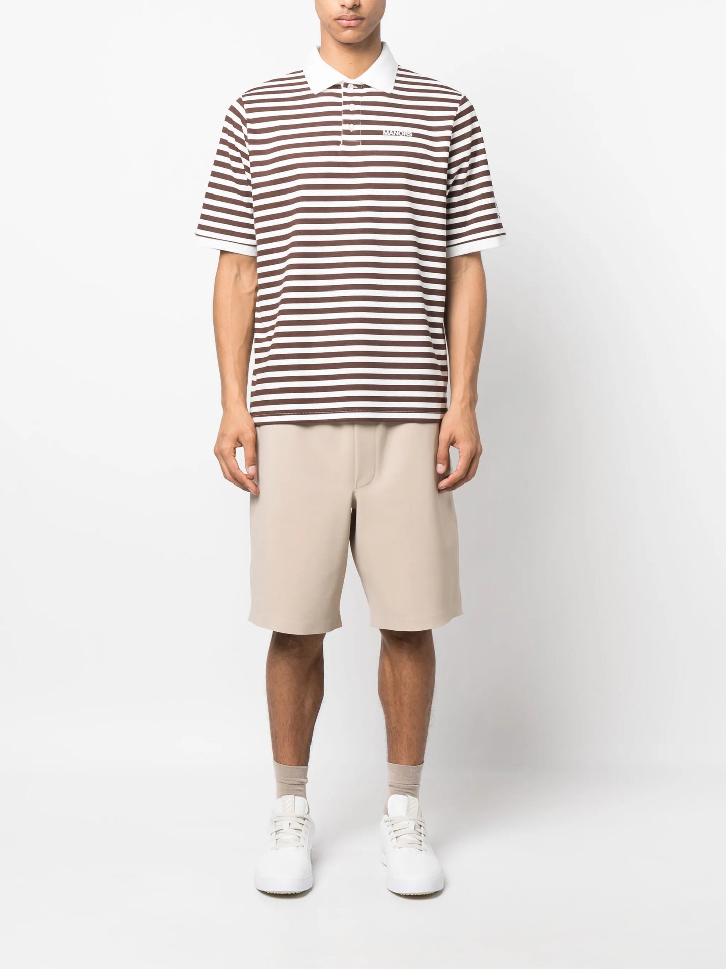 logo-print striped polo shirt