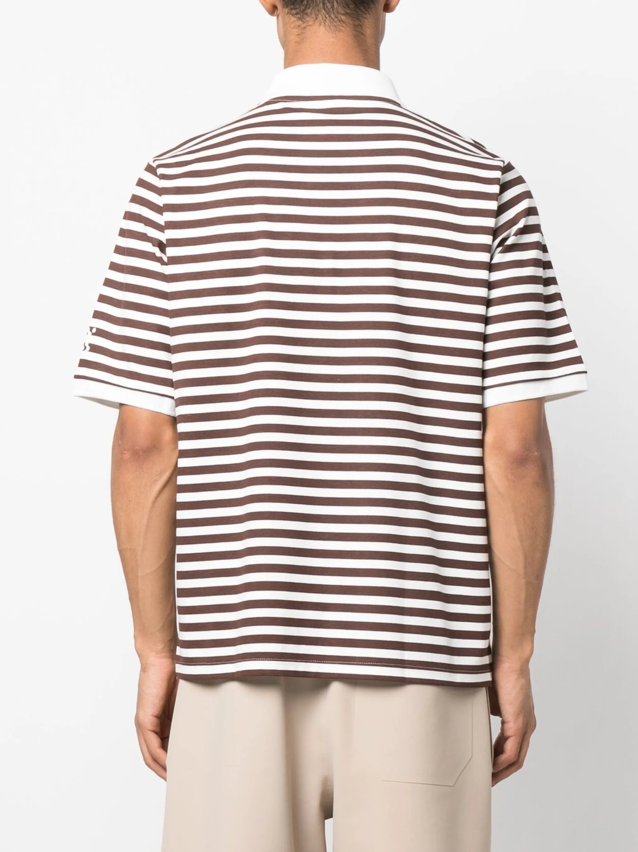 logo-print striped polo shirt