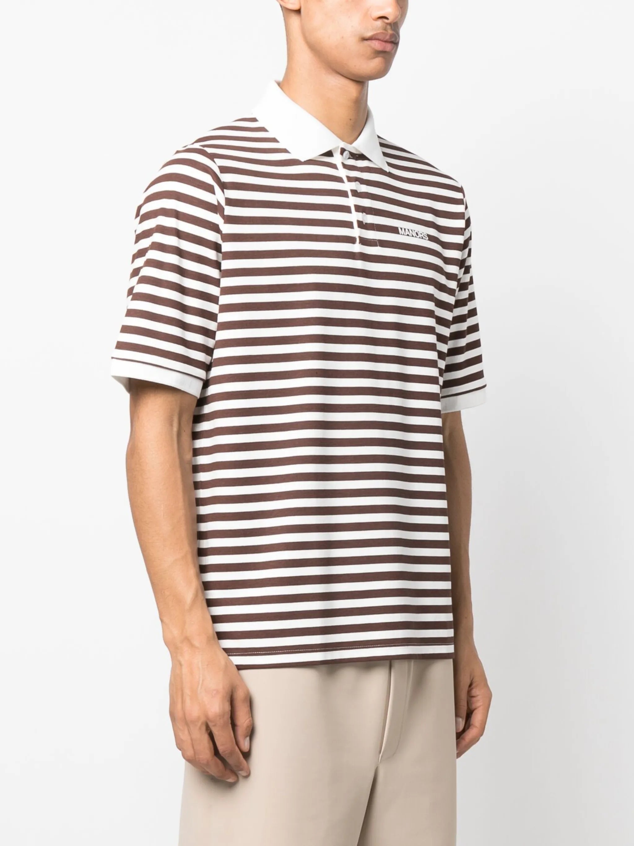 logo-print striped polo shirt