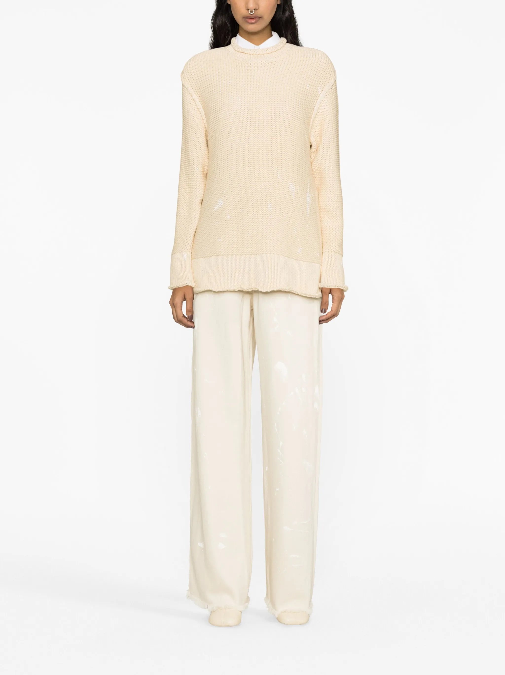 rolled-hem long-sleeve jumper