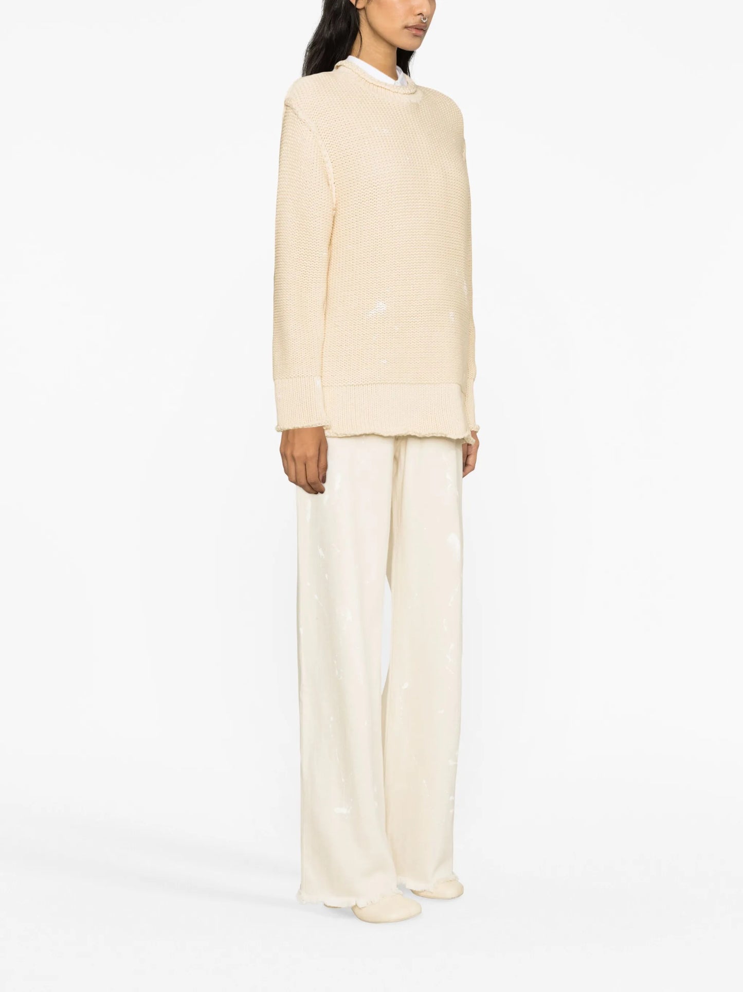rolled-hem long-sleeve jumper