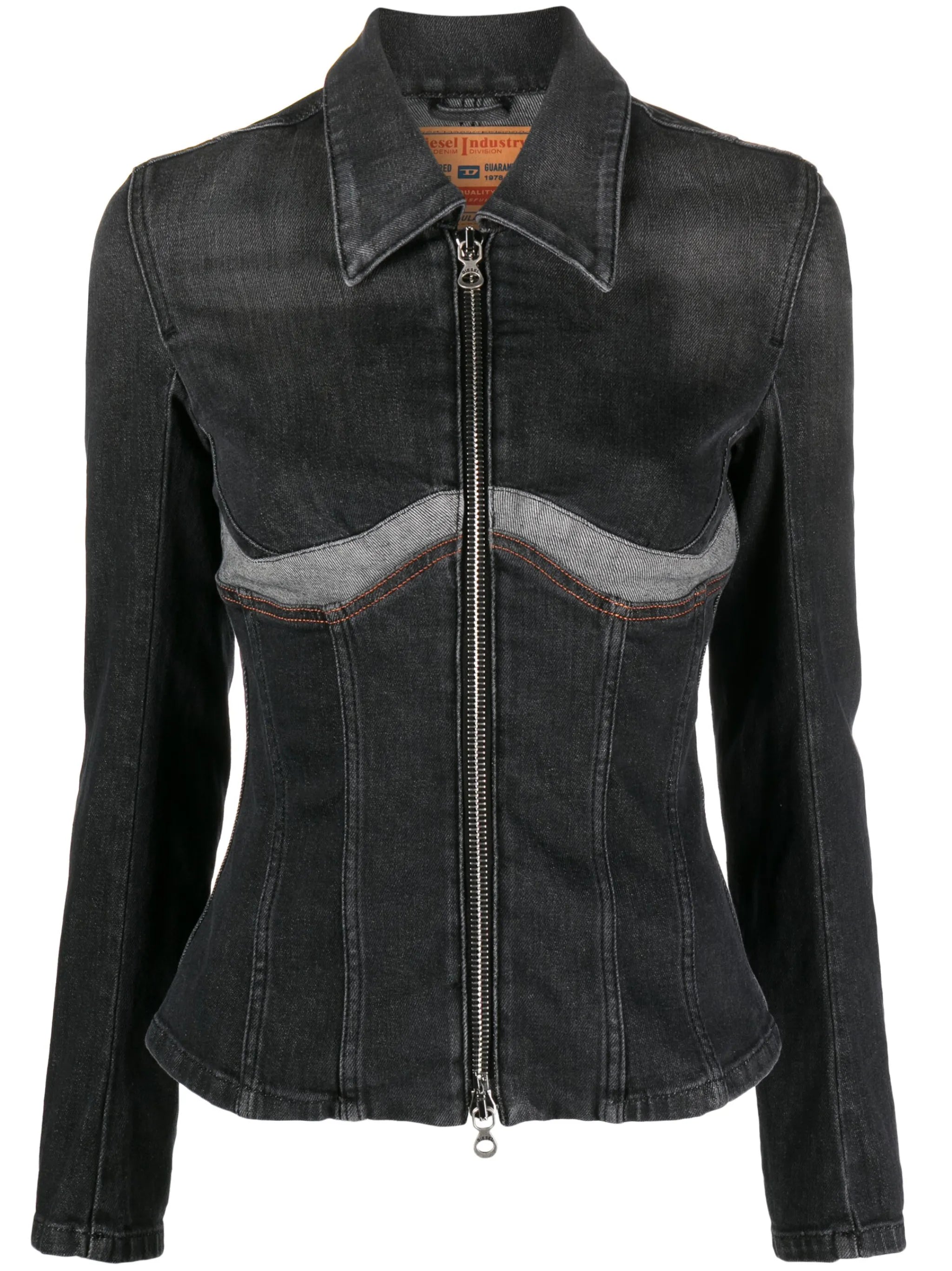 zip-up denim jacket