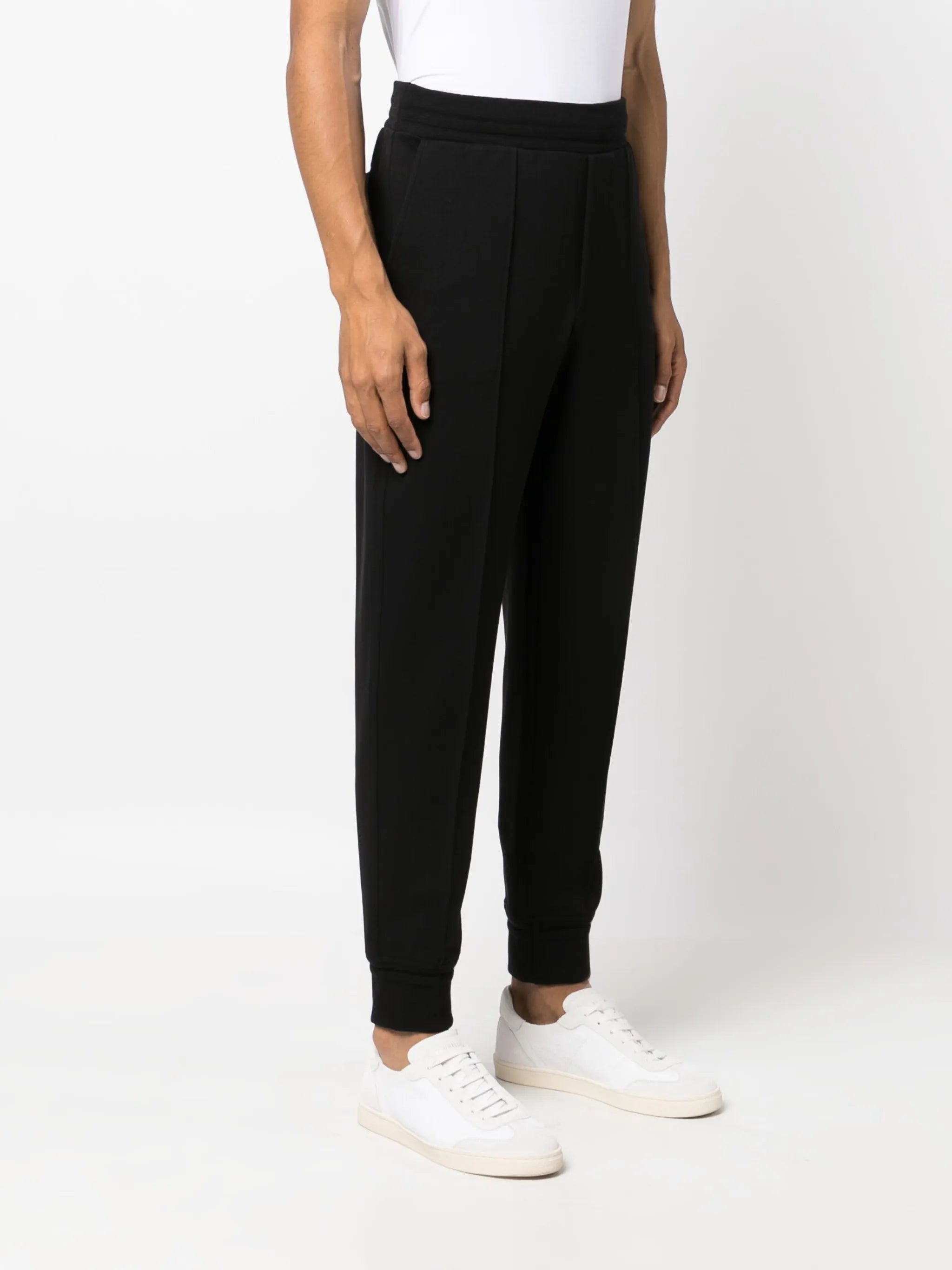 elasticated-waist cotton track pants