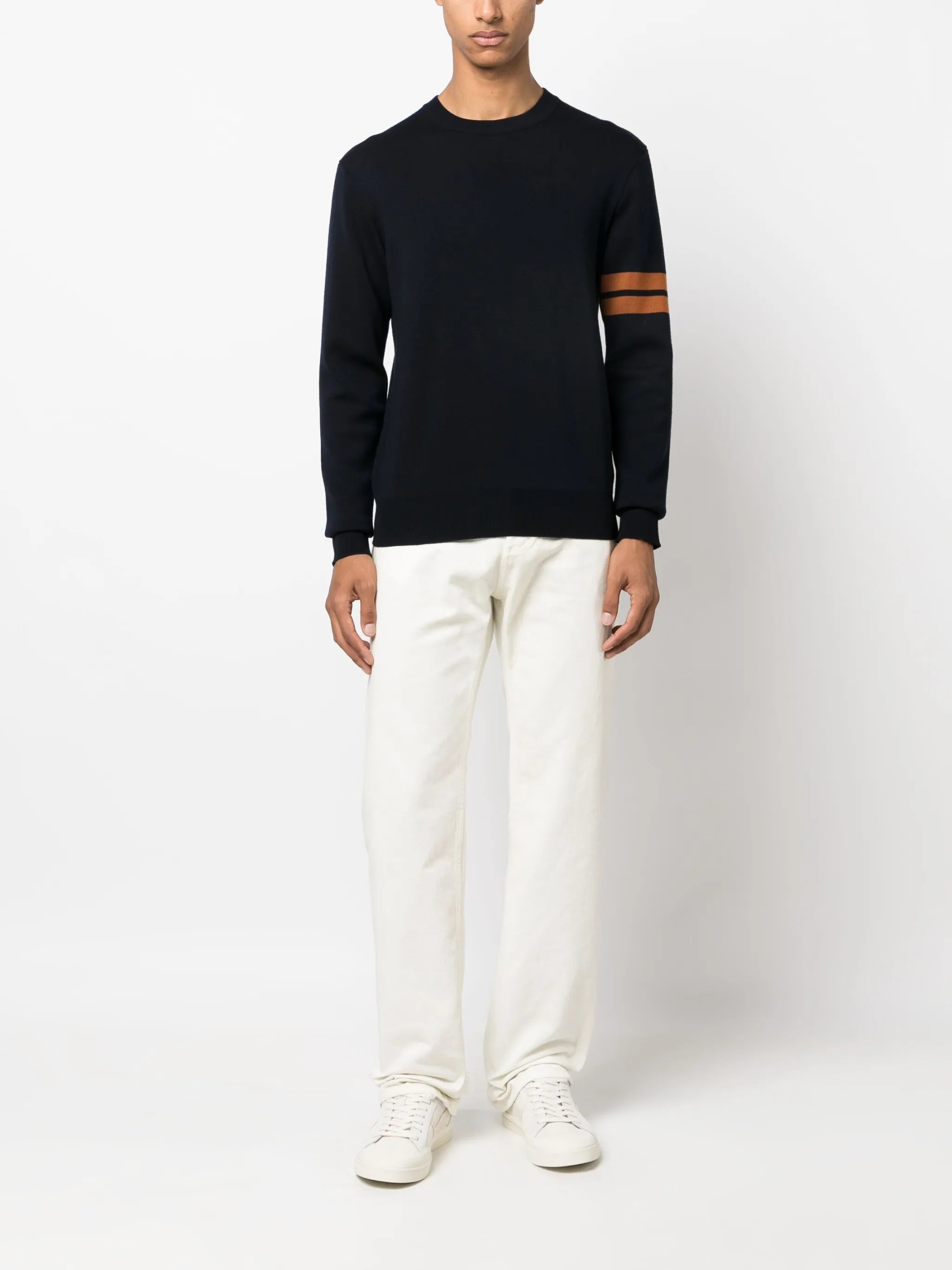 stripe-detail wool jumper