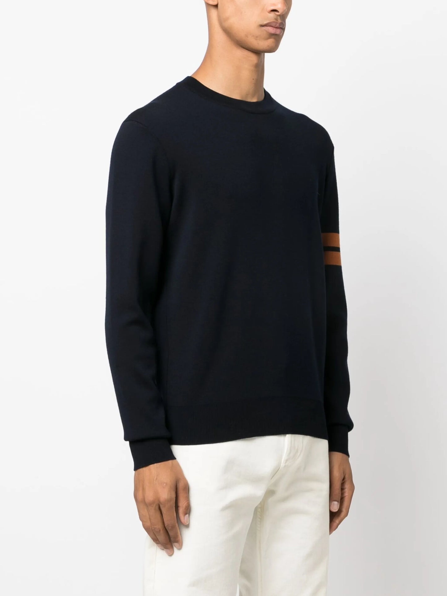 stripe-detail wool jumper