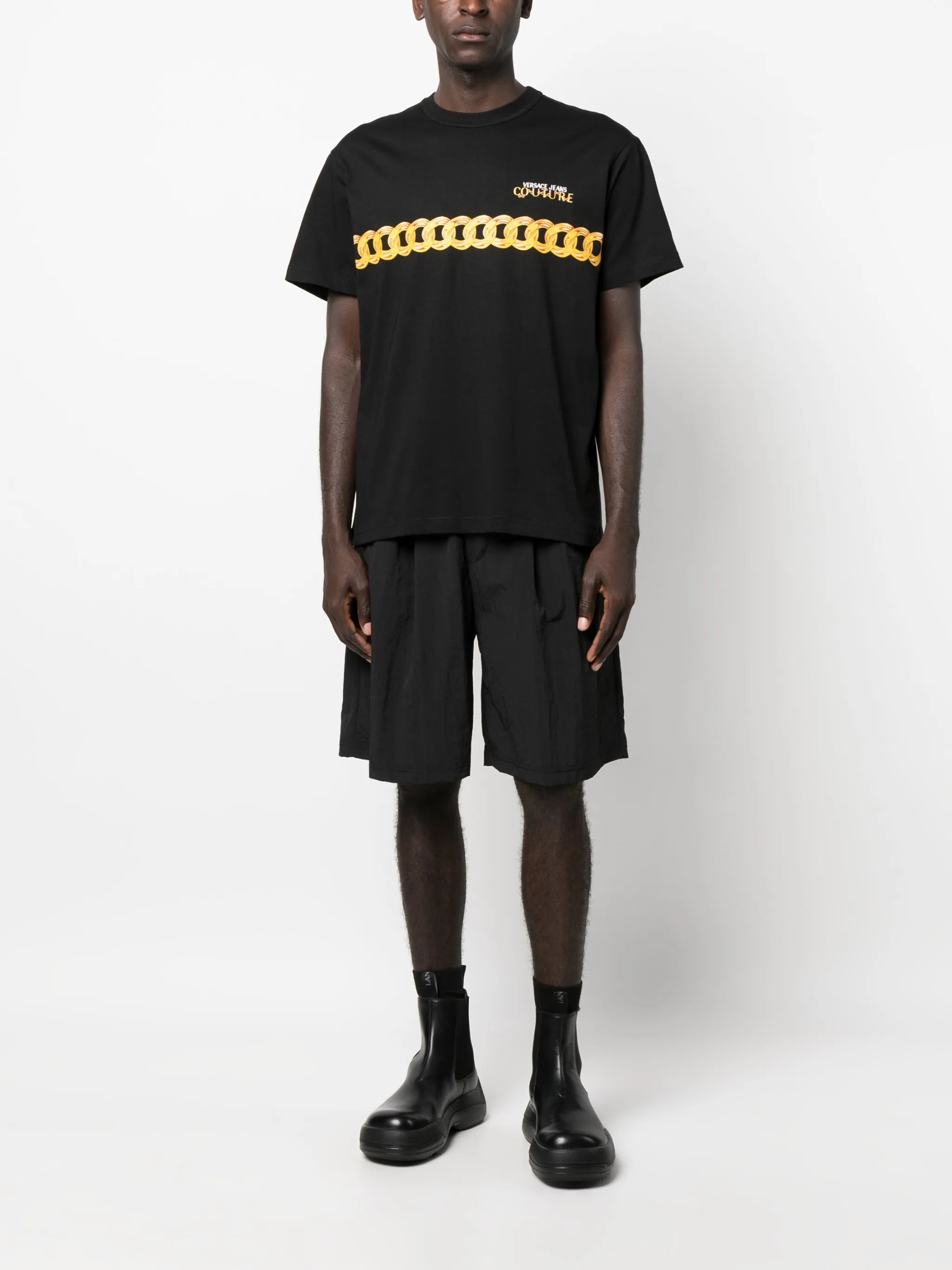 chain-link print cotton T-shirt