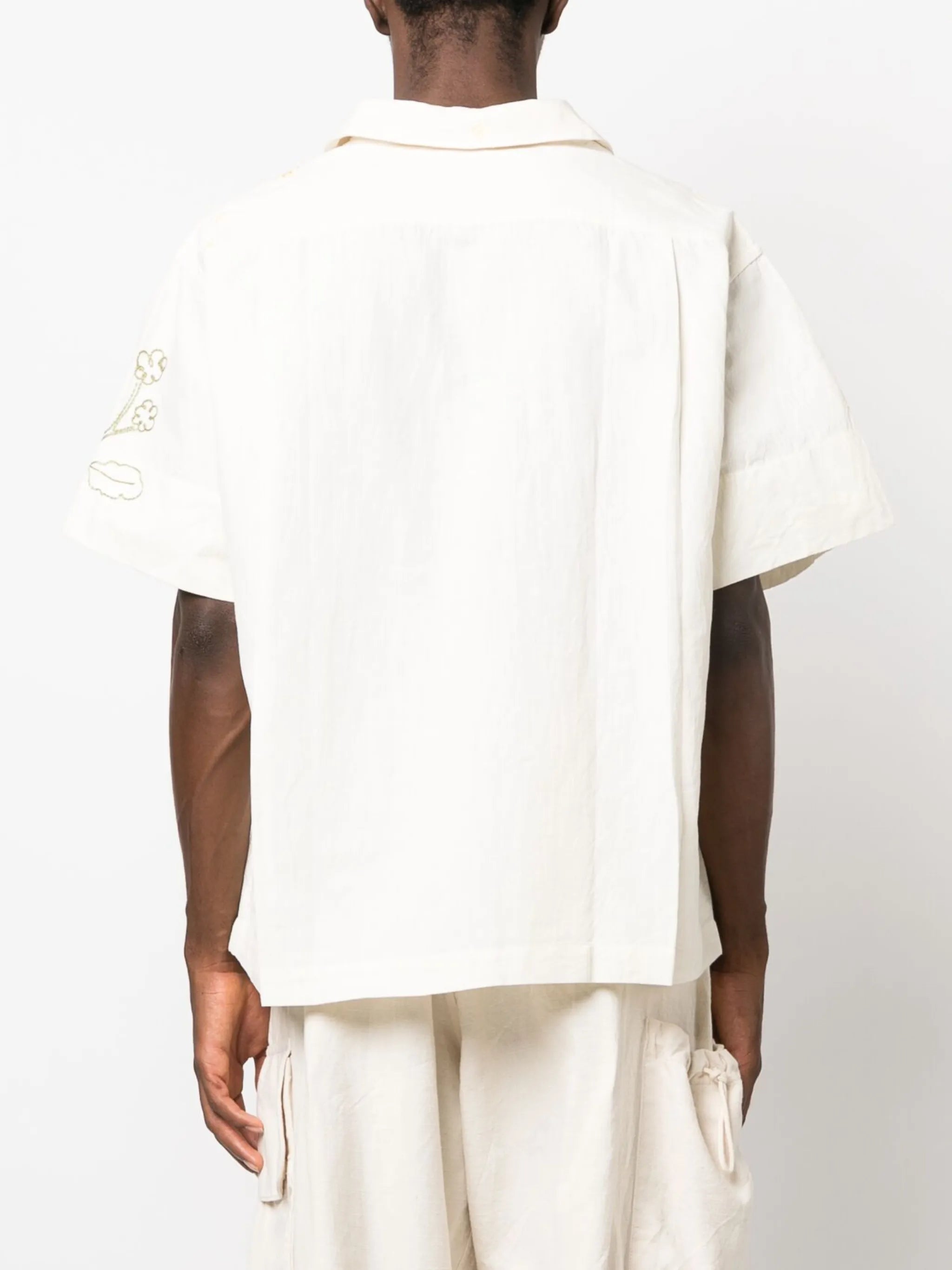 Greetings floral-embroidered shirt