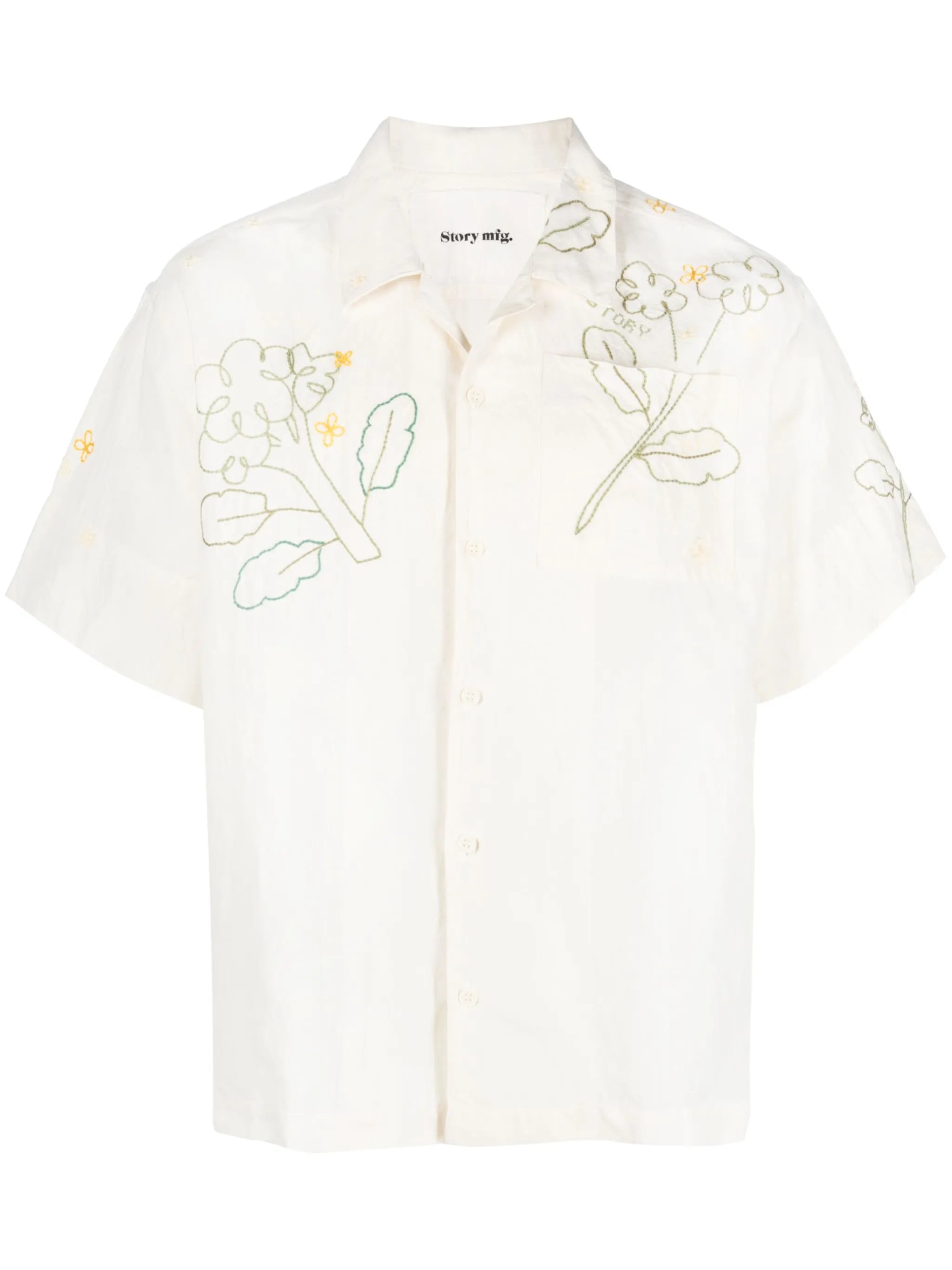 Greetings floral-embroidered shirt