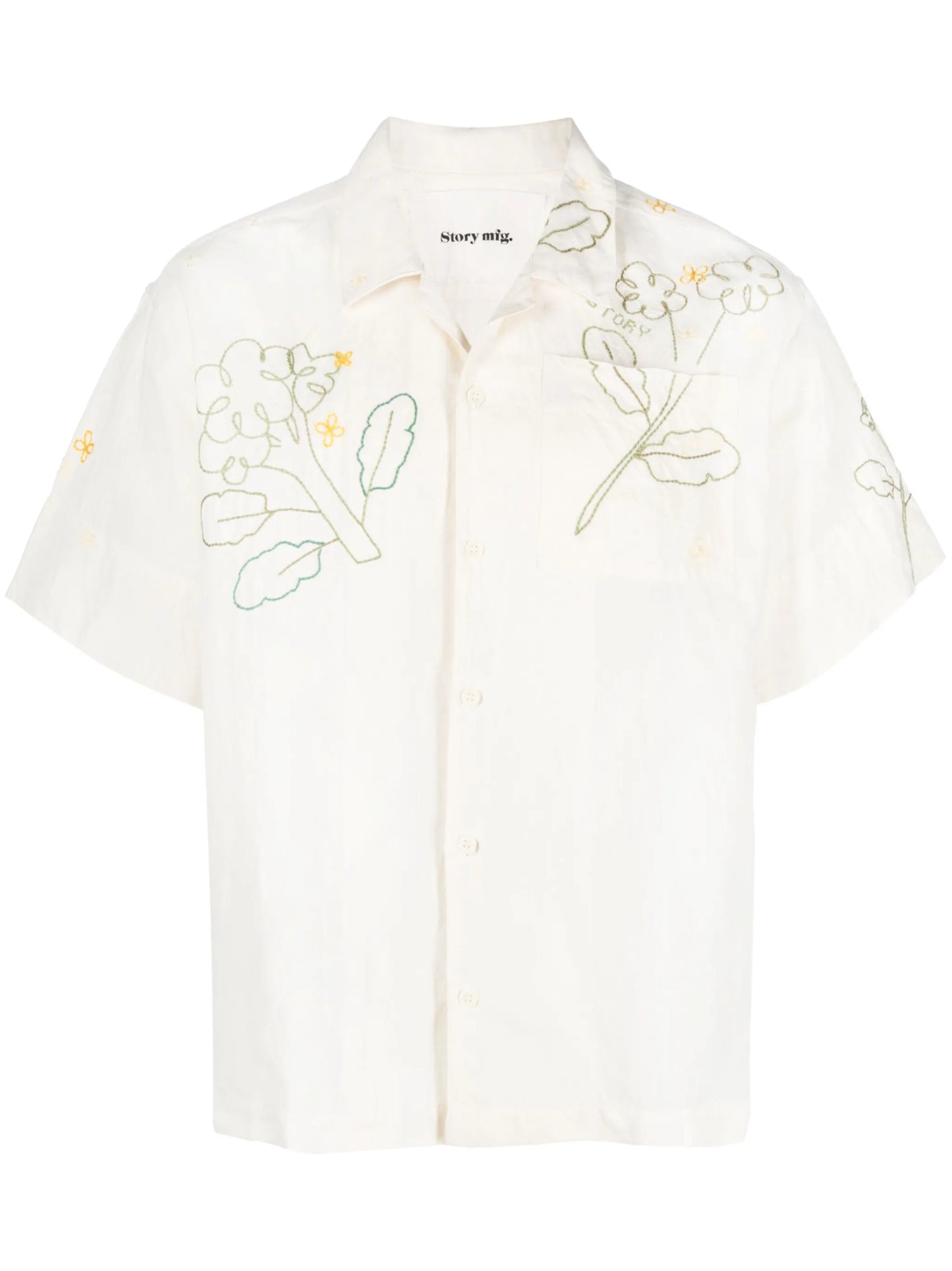 Greetings floral-embroidered shirt