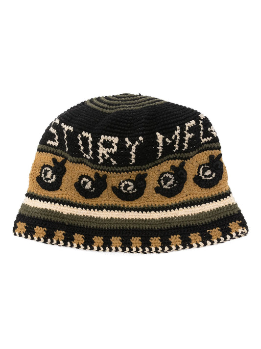crochet-knit cotton bucket hat