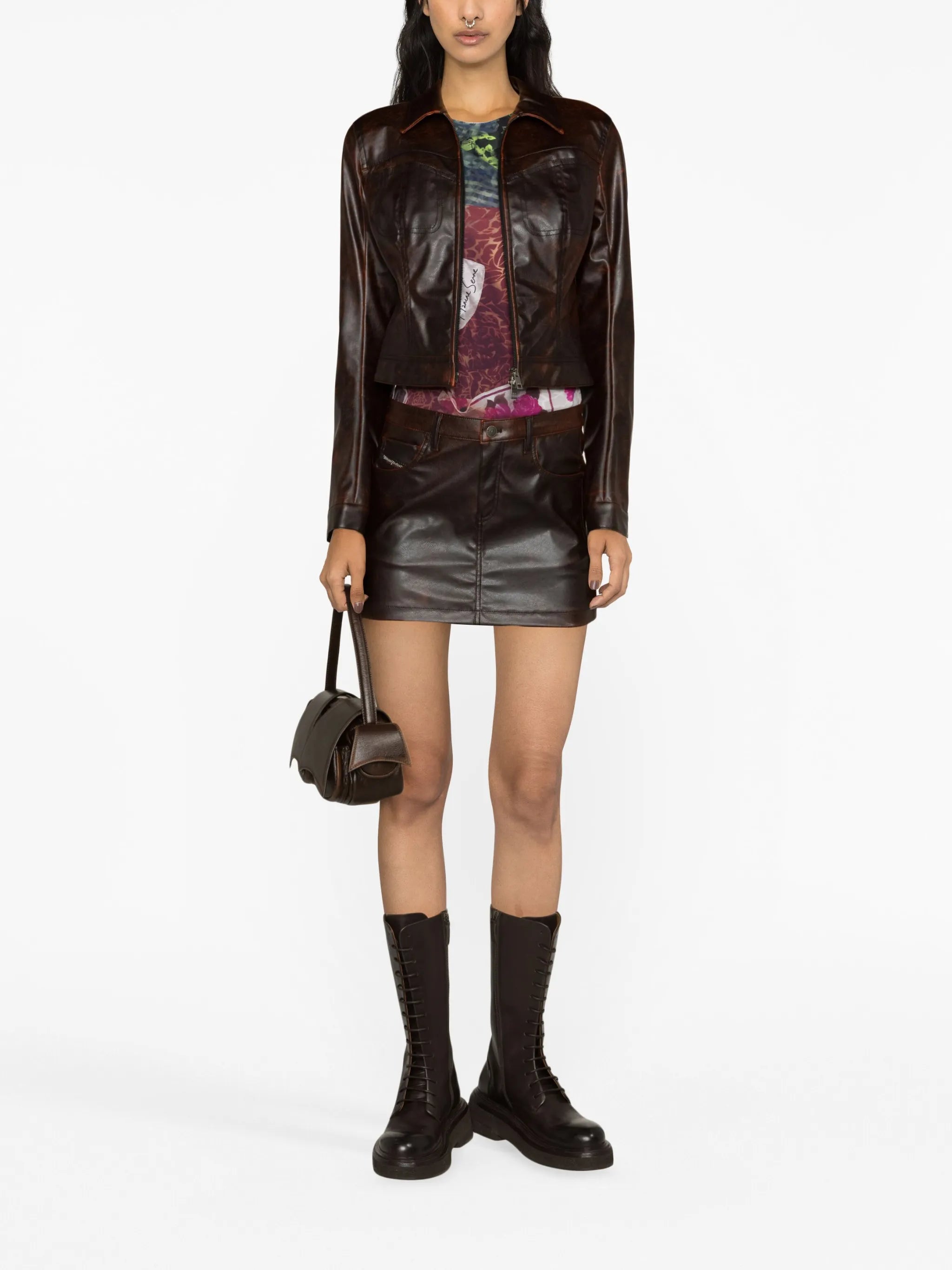 O-Kin faux-leather miniskirt