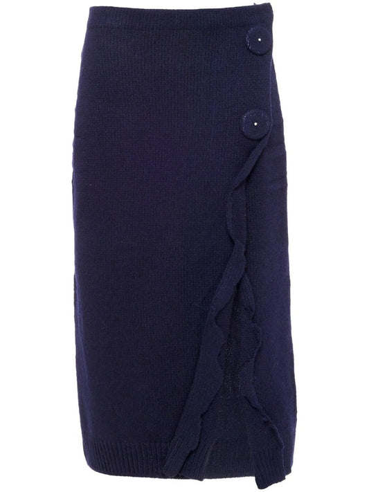 side-split wool-cashmere skirt