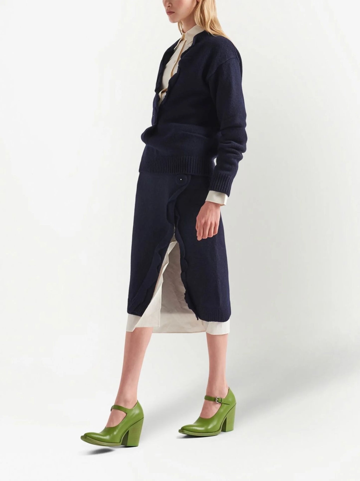 side-split wool-cashmere skirt