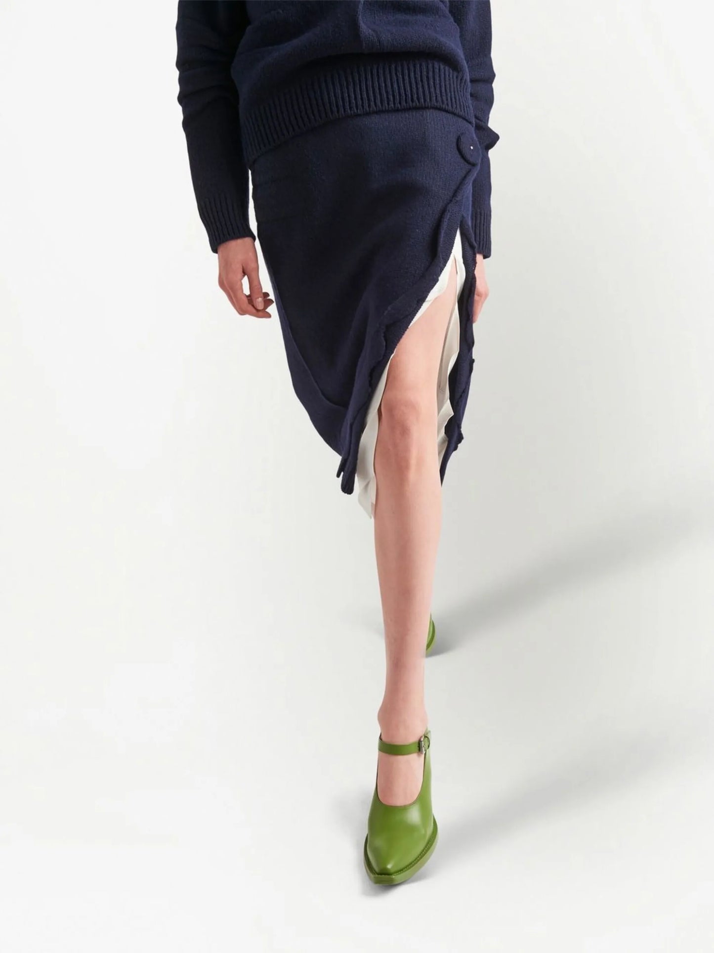 side-split wool-cashmere skirt