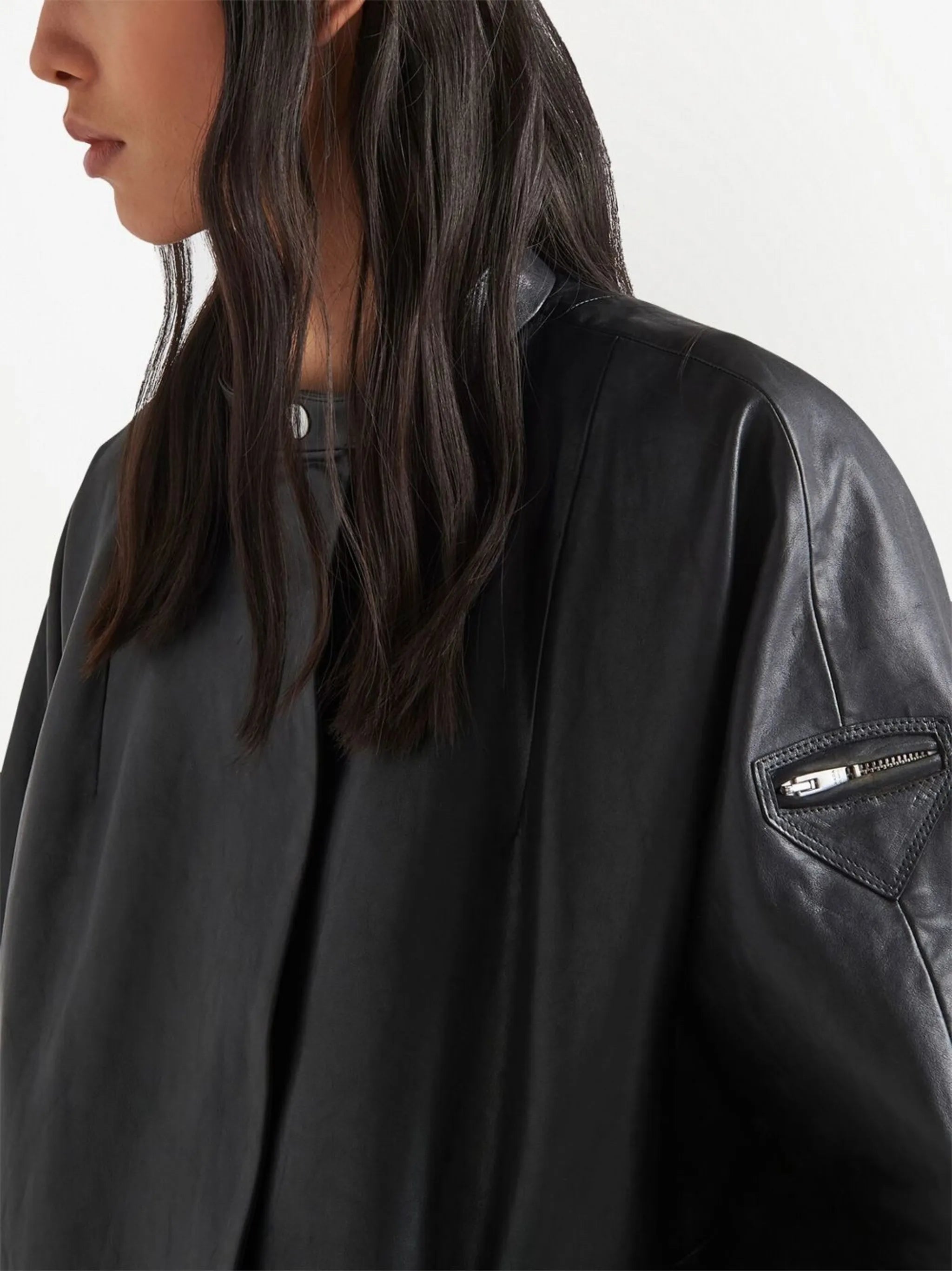 single-breasted leather coat