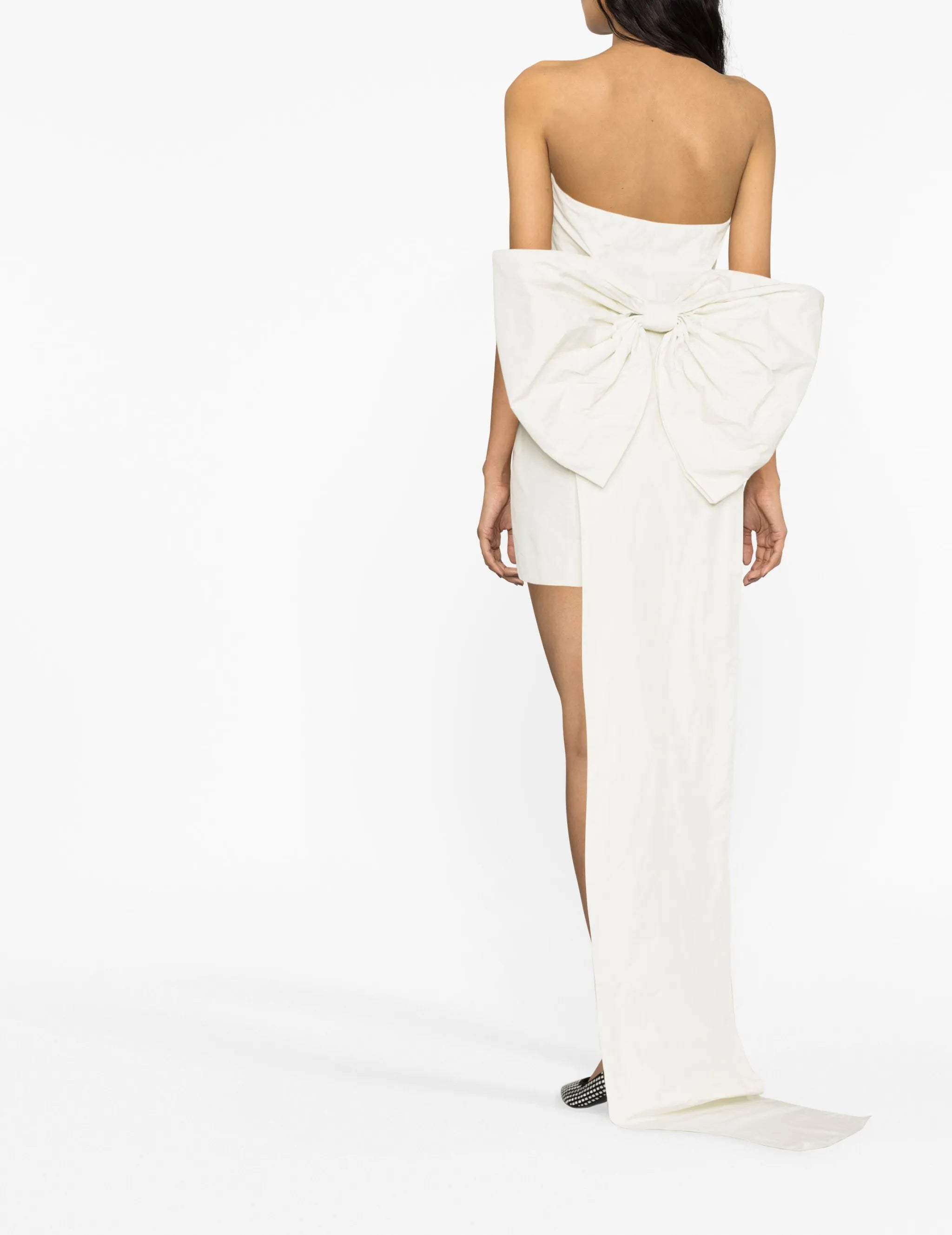 bow-embellished strapless minidress