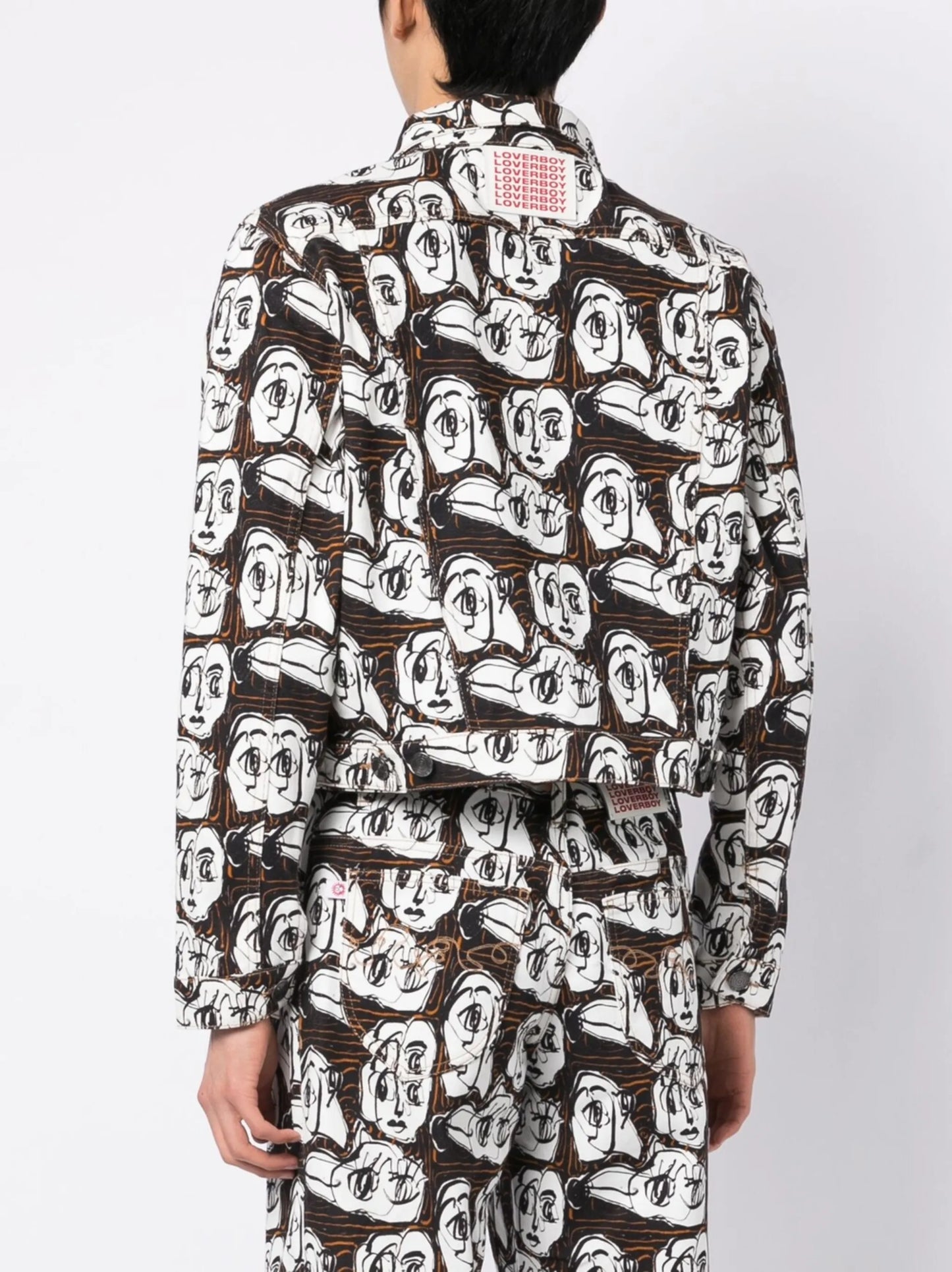 Art face-print denim jacket