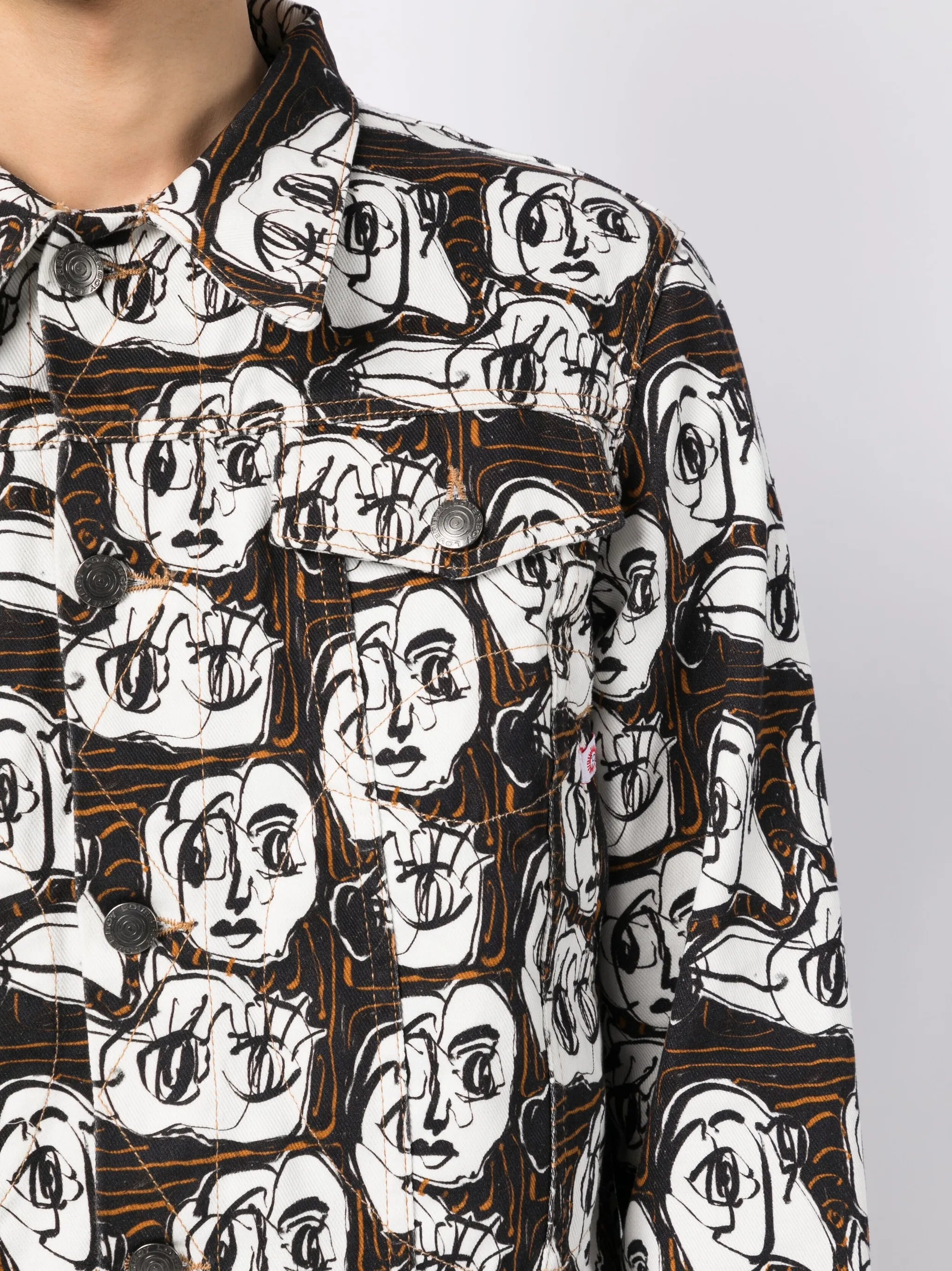 Art face-print denim jacket