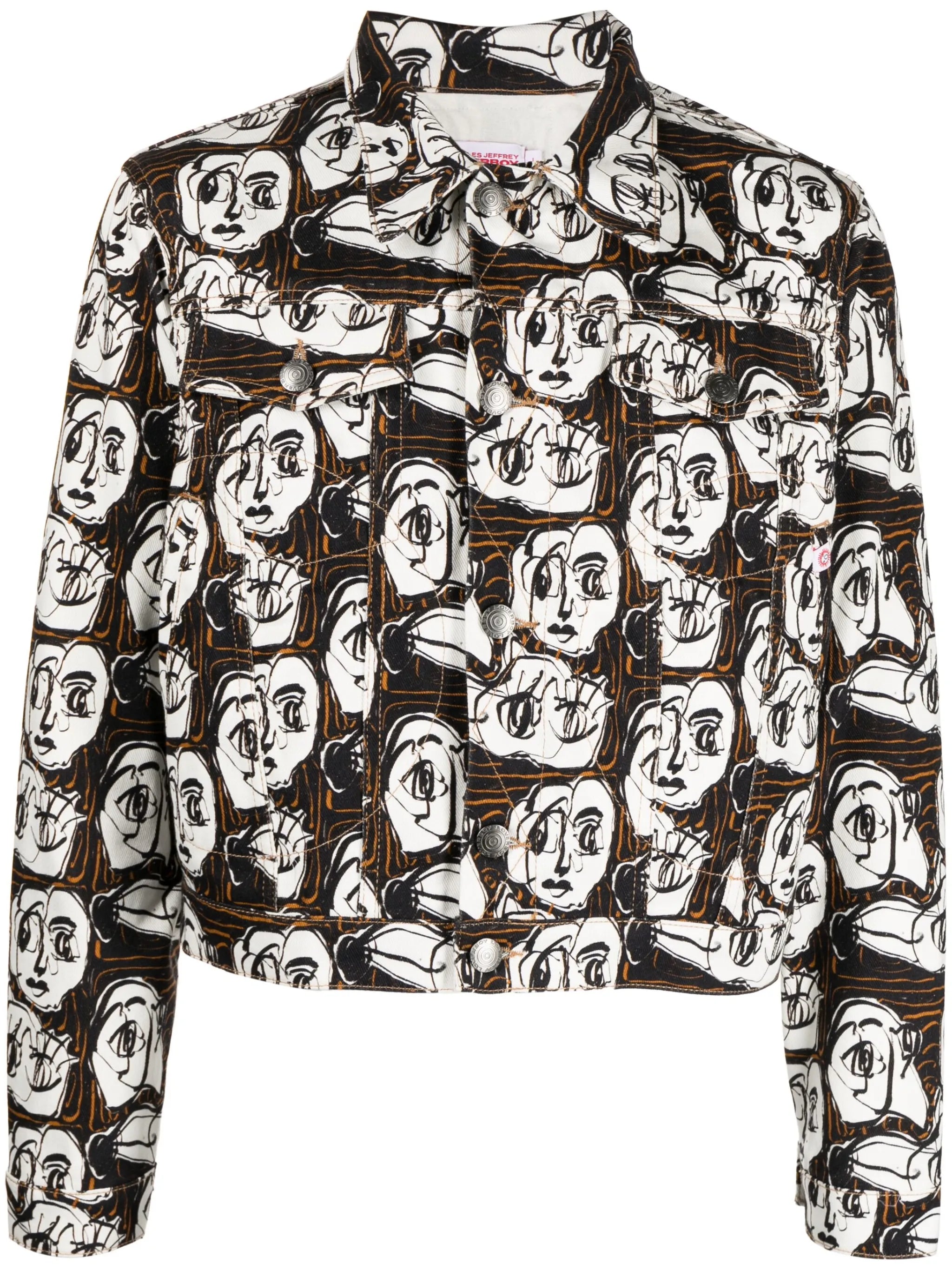 Art face-print denim jacket