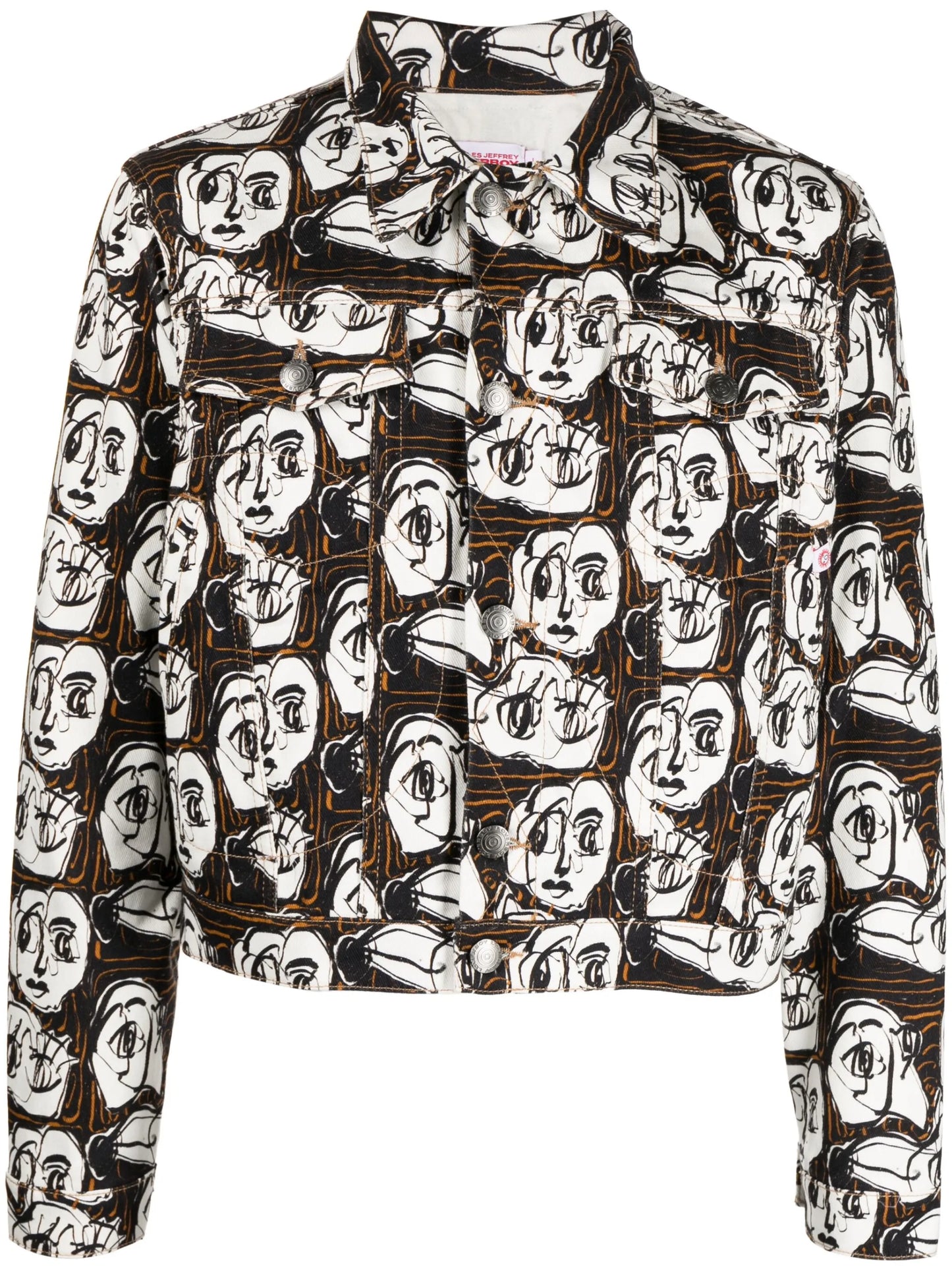 Art face-print denim jacket