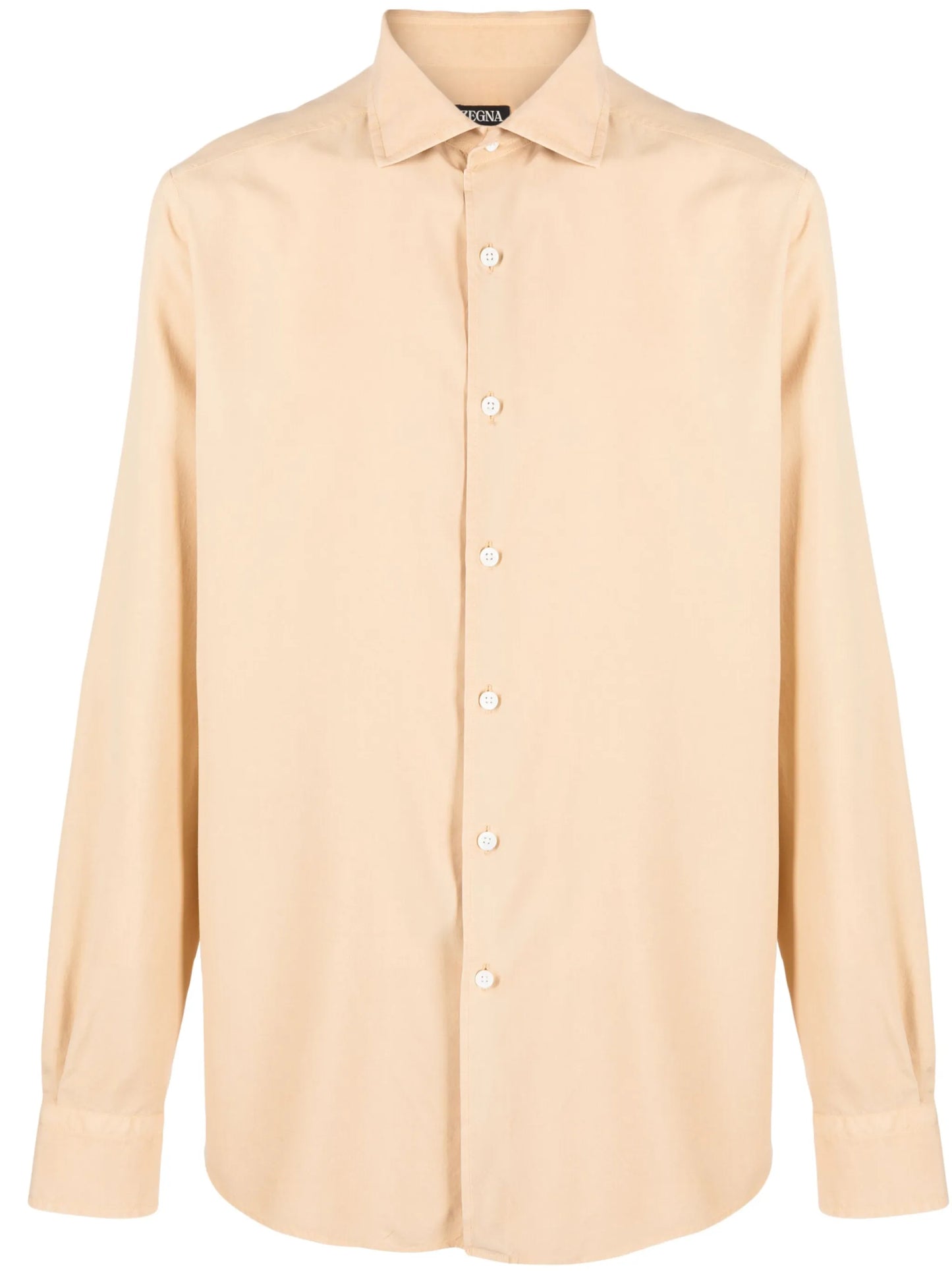 spread-collar silk shirt