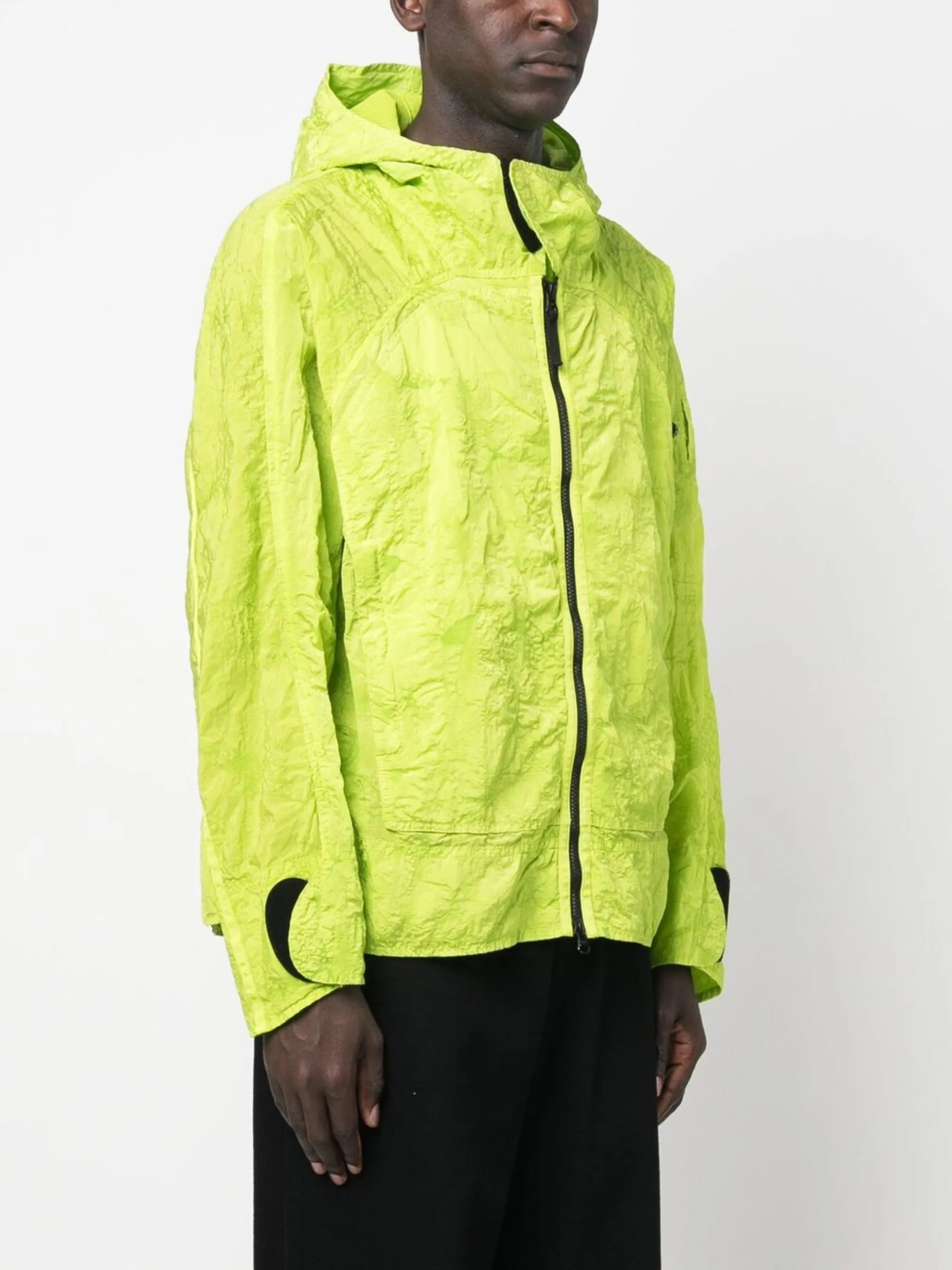 crinkle-finish hooded jacket