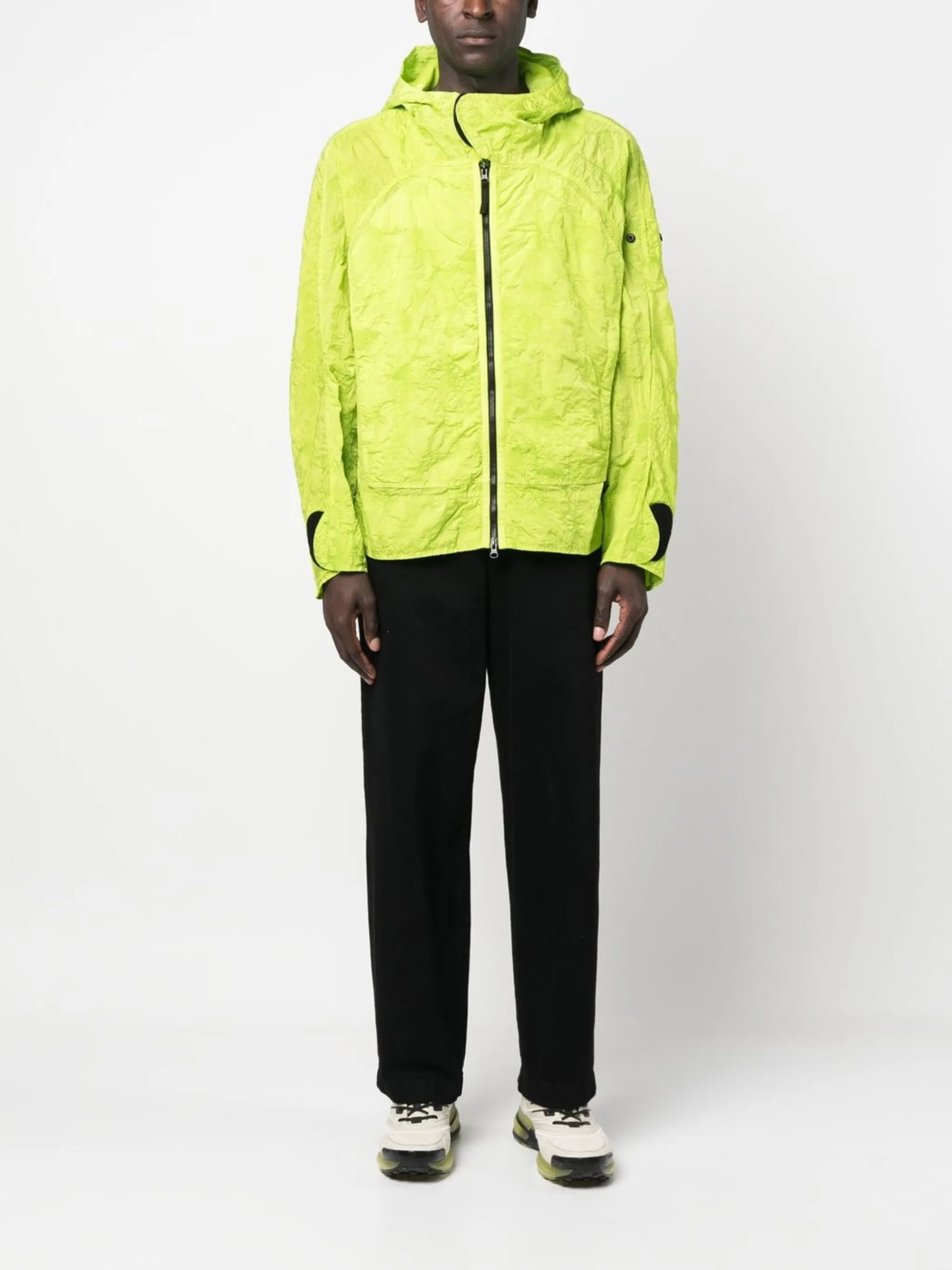 crinkle-finish hooded jacket