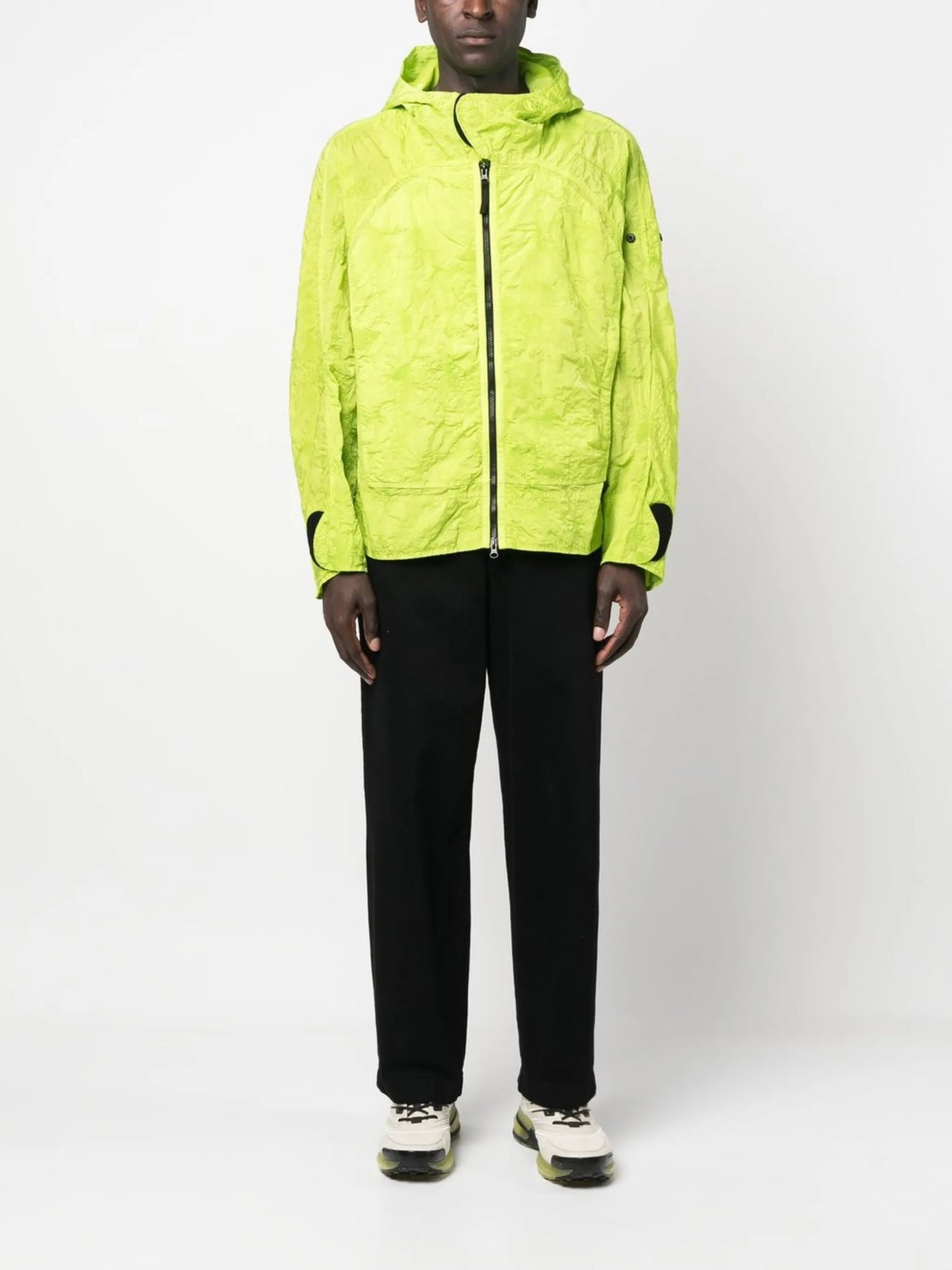 crinkle-finish hooded jacket