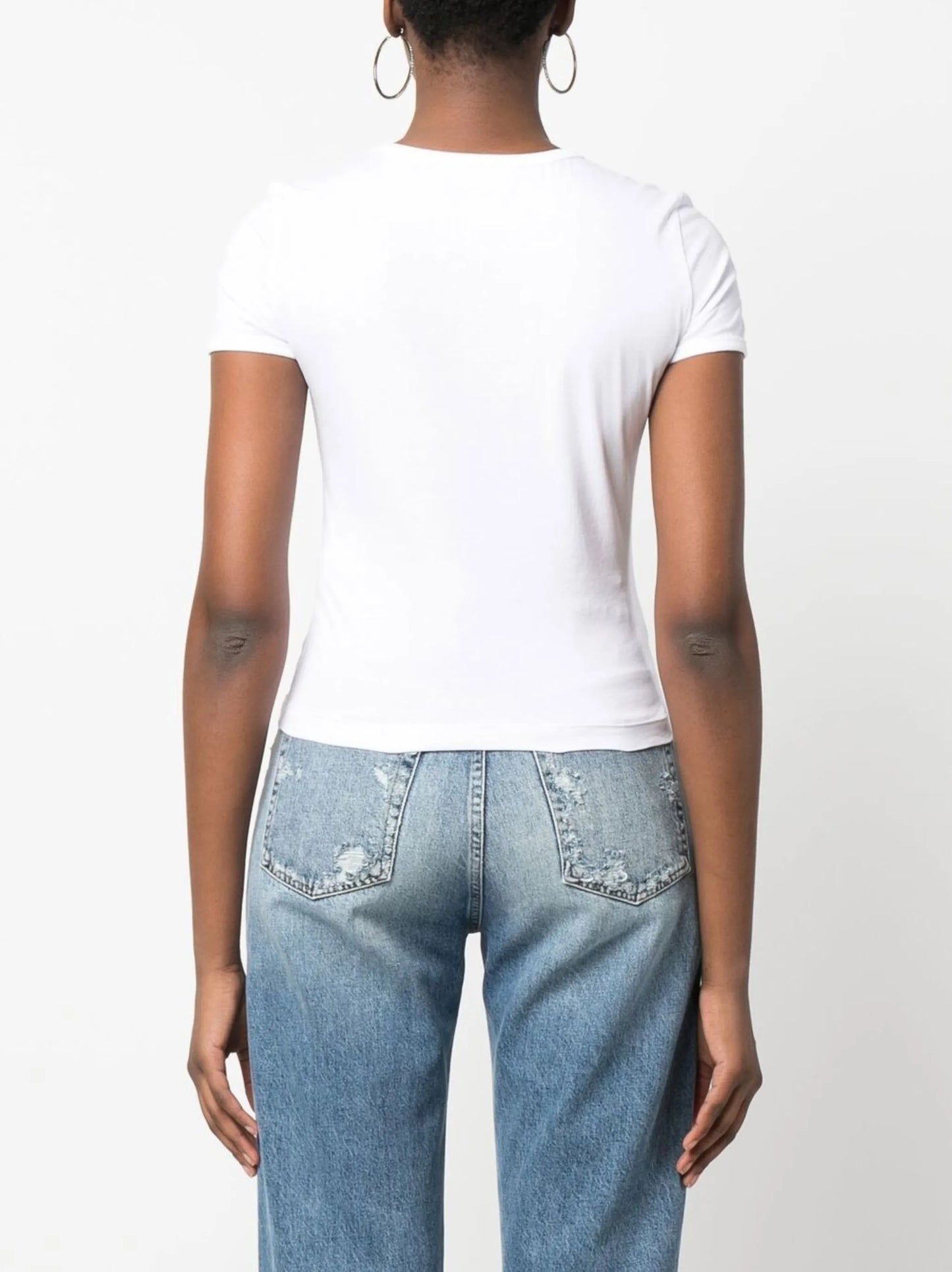 distressed logo-print cotton T-shirt