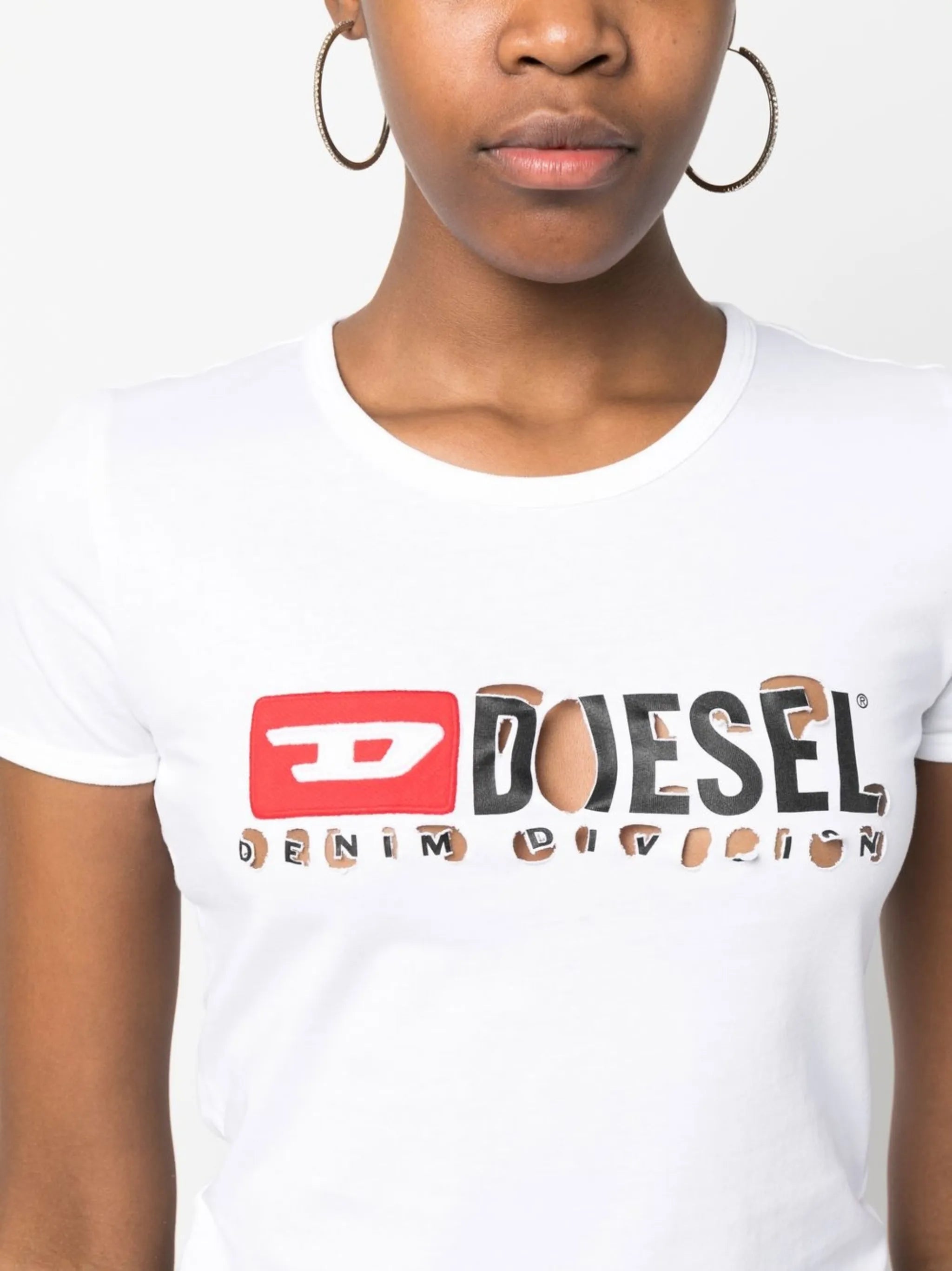 distressed logo-print cotton T-shirt