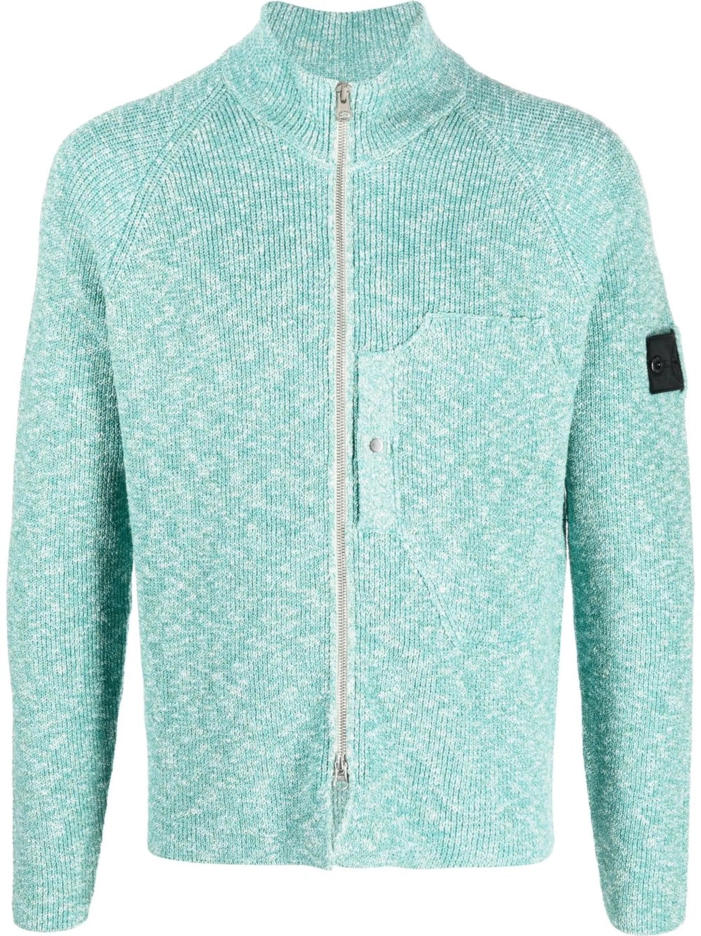 logo-patch zip-up cardigan