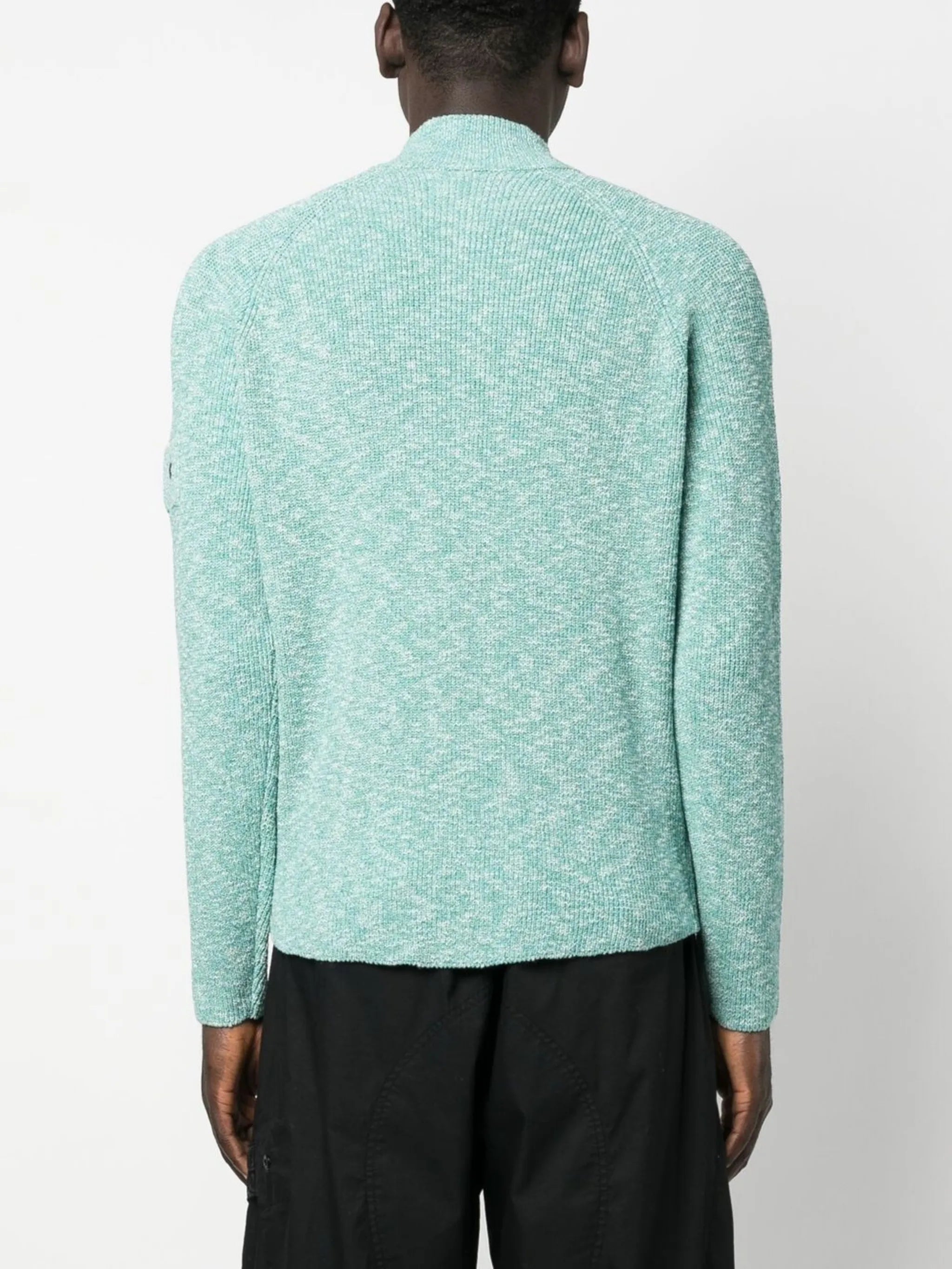 logo-patch zip-up cardigan
