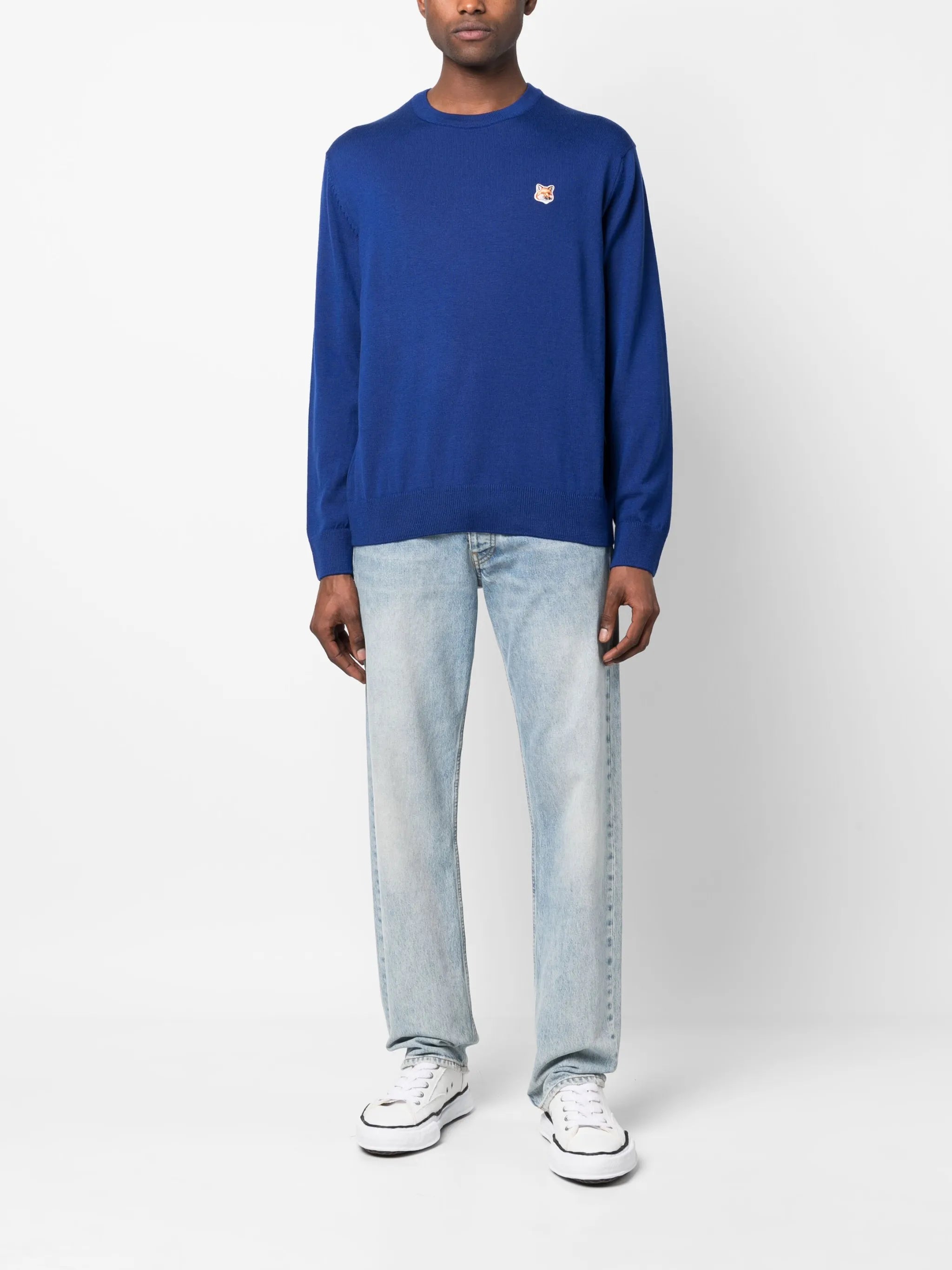embroidered-motif wool jumper