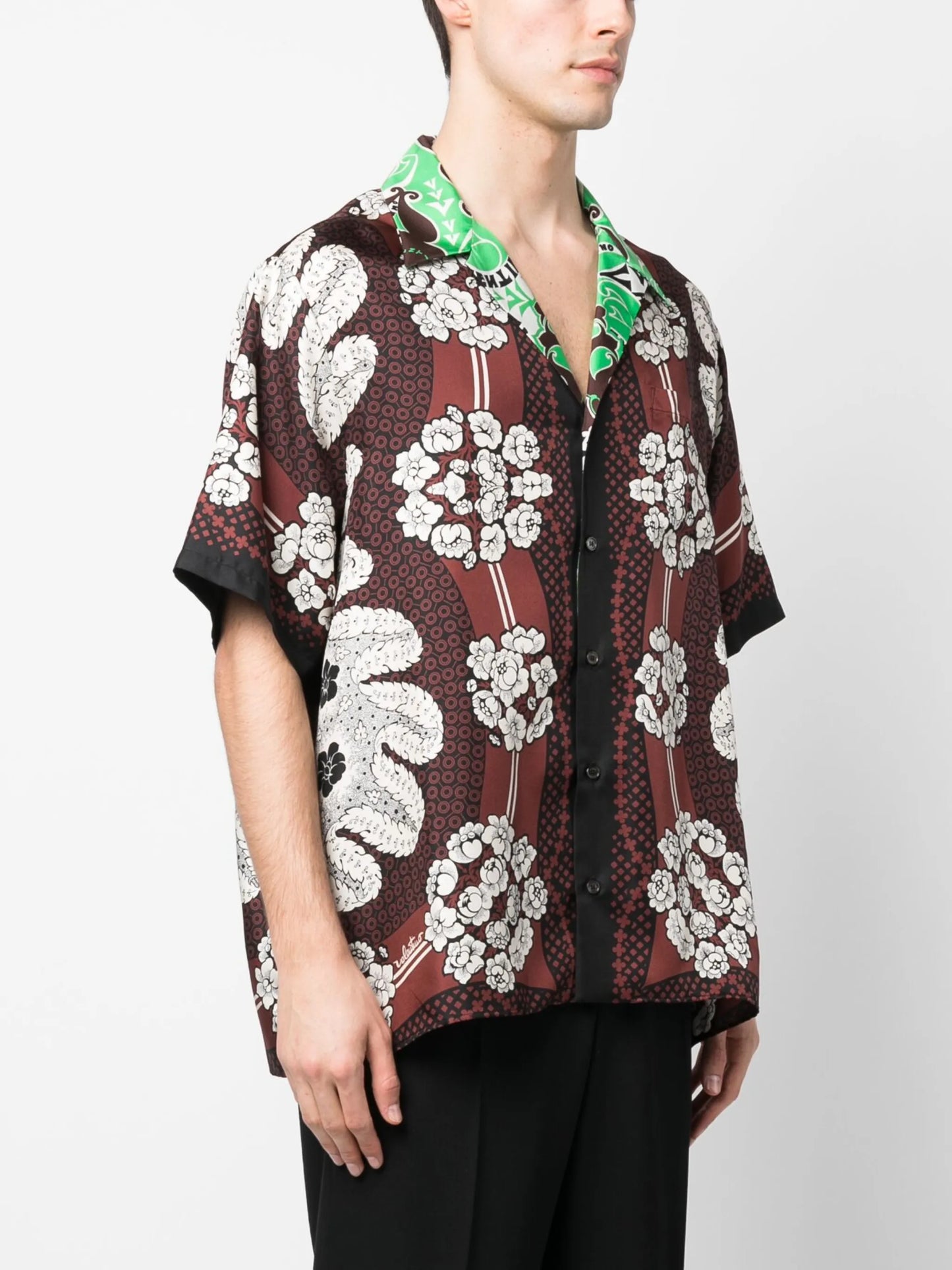 floral-print silk bowling shirt