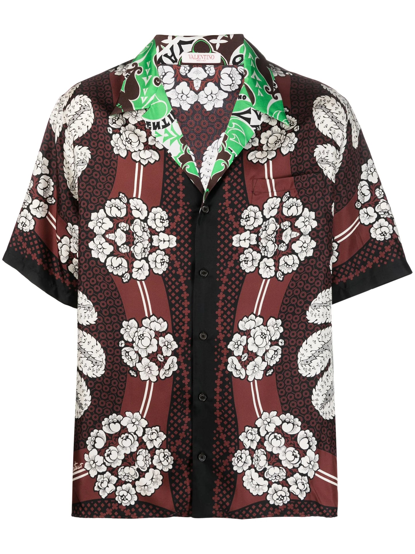 floral-print silk bowling shirt