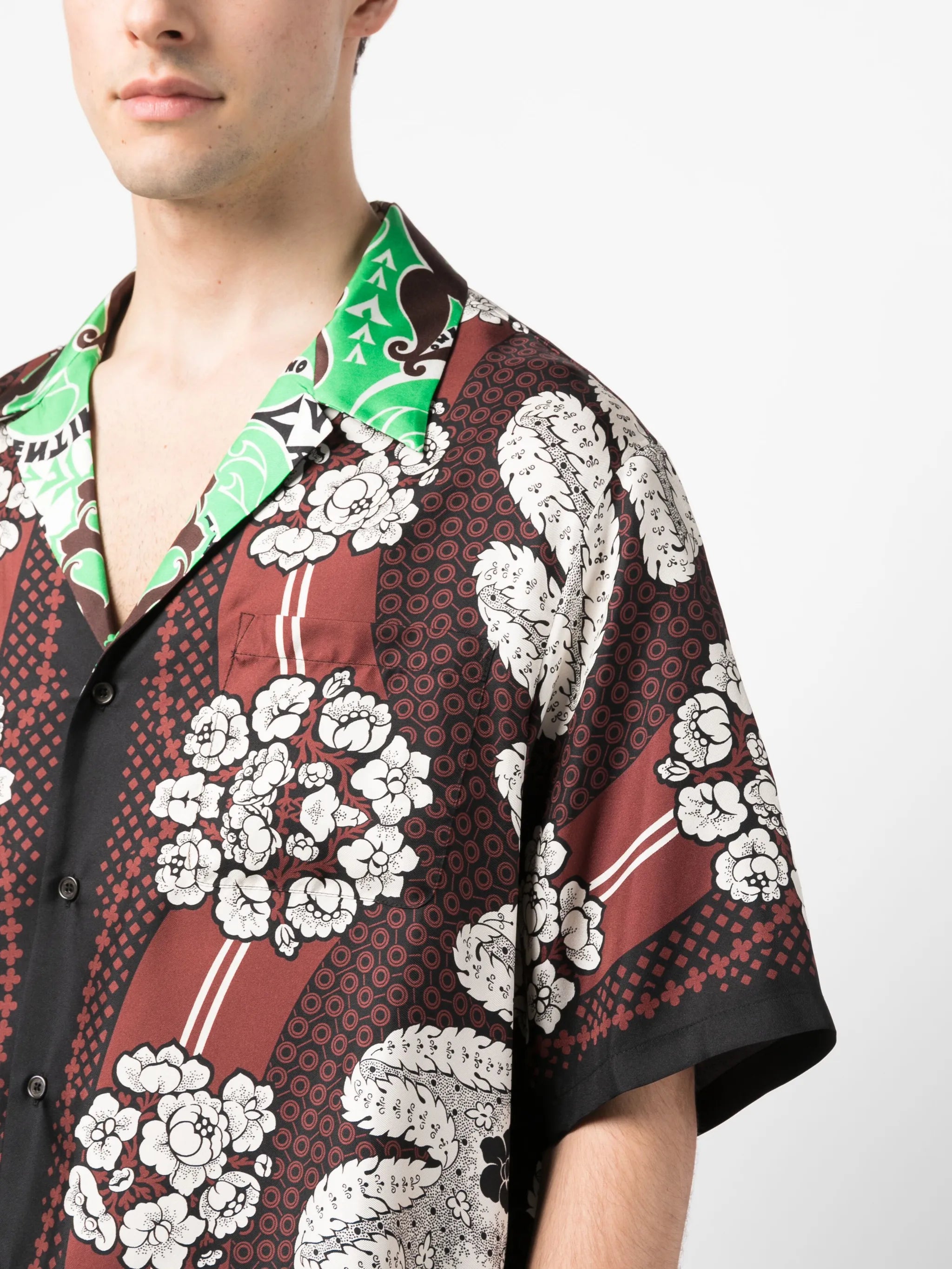 floral-print silk bowling shirt