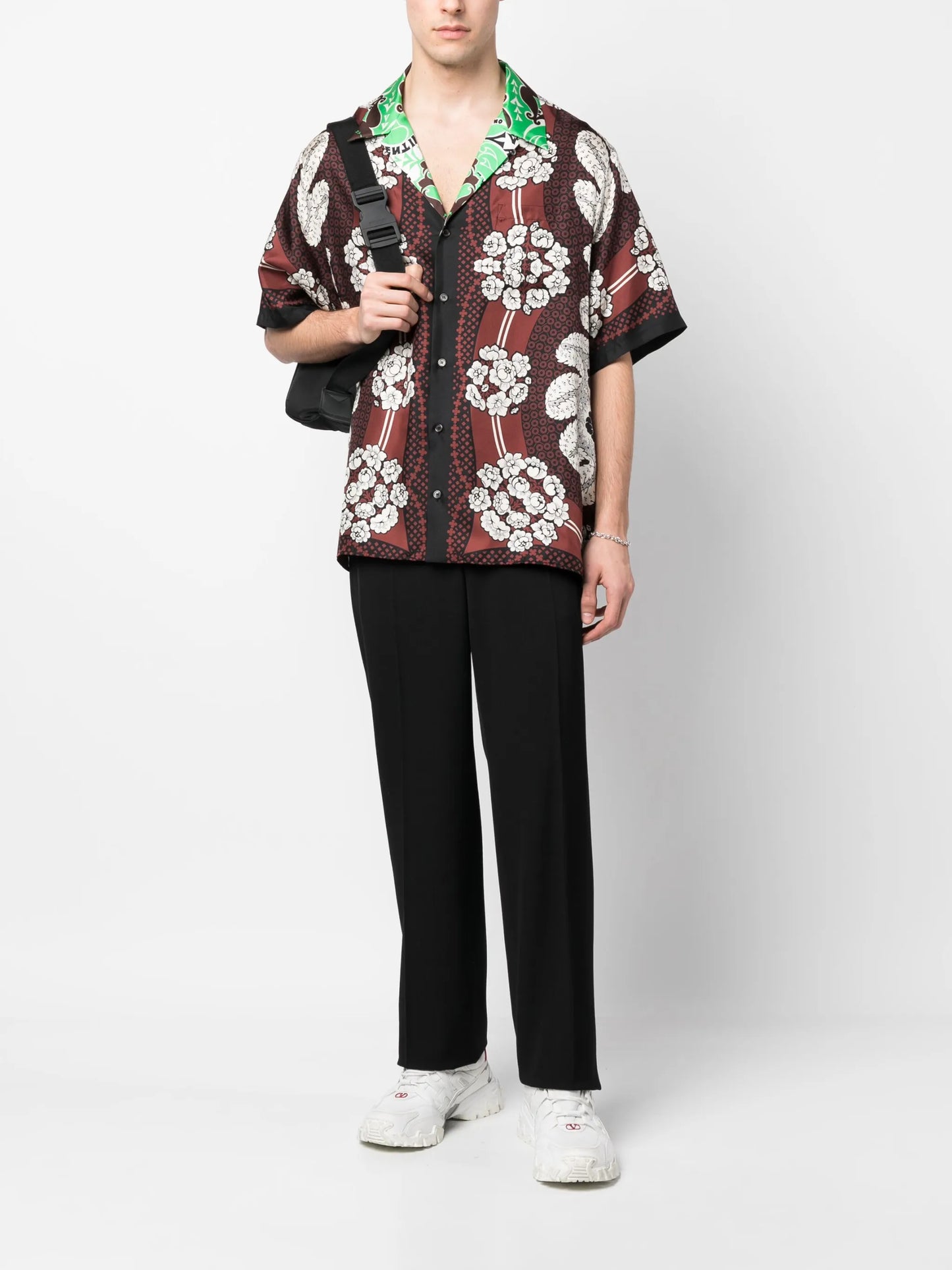 floral-print silk bowling shirt