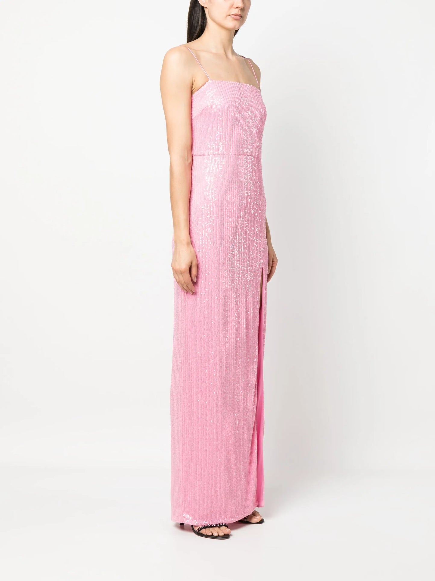 Transparent Sequins slit-detail maxi dress