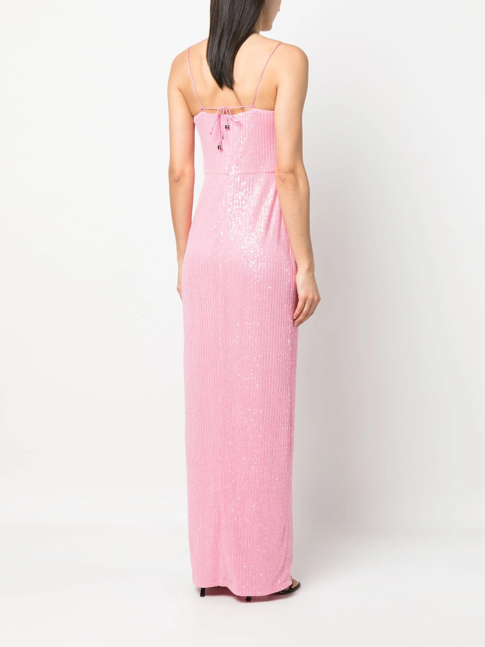 Transparent Sequins slit-detail maxi dress