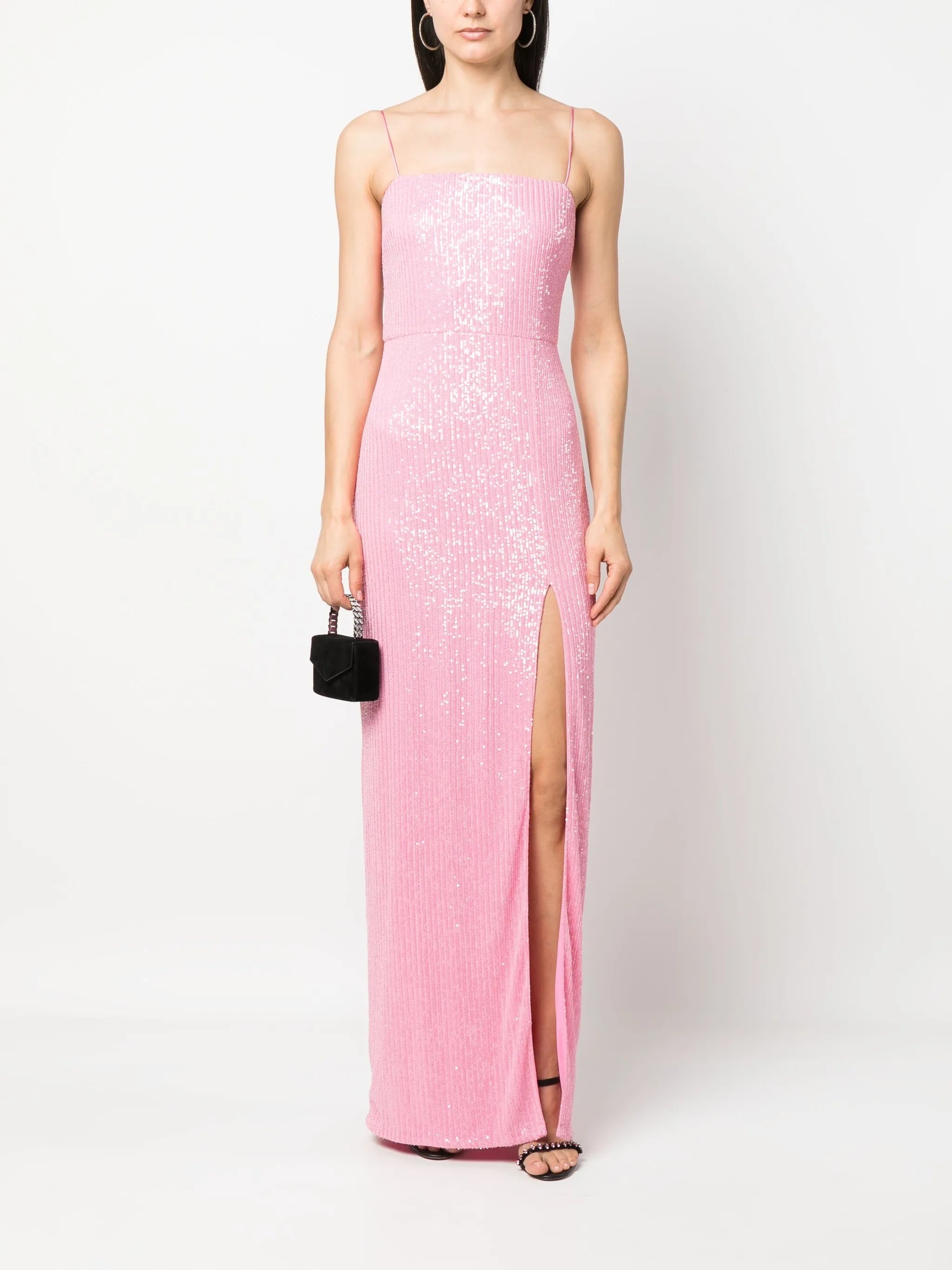 Transparent Sequins slit-detail maxi dress