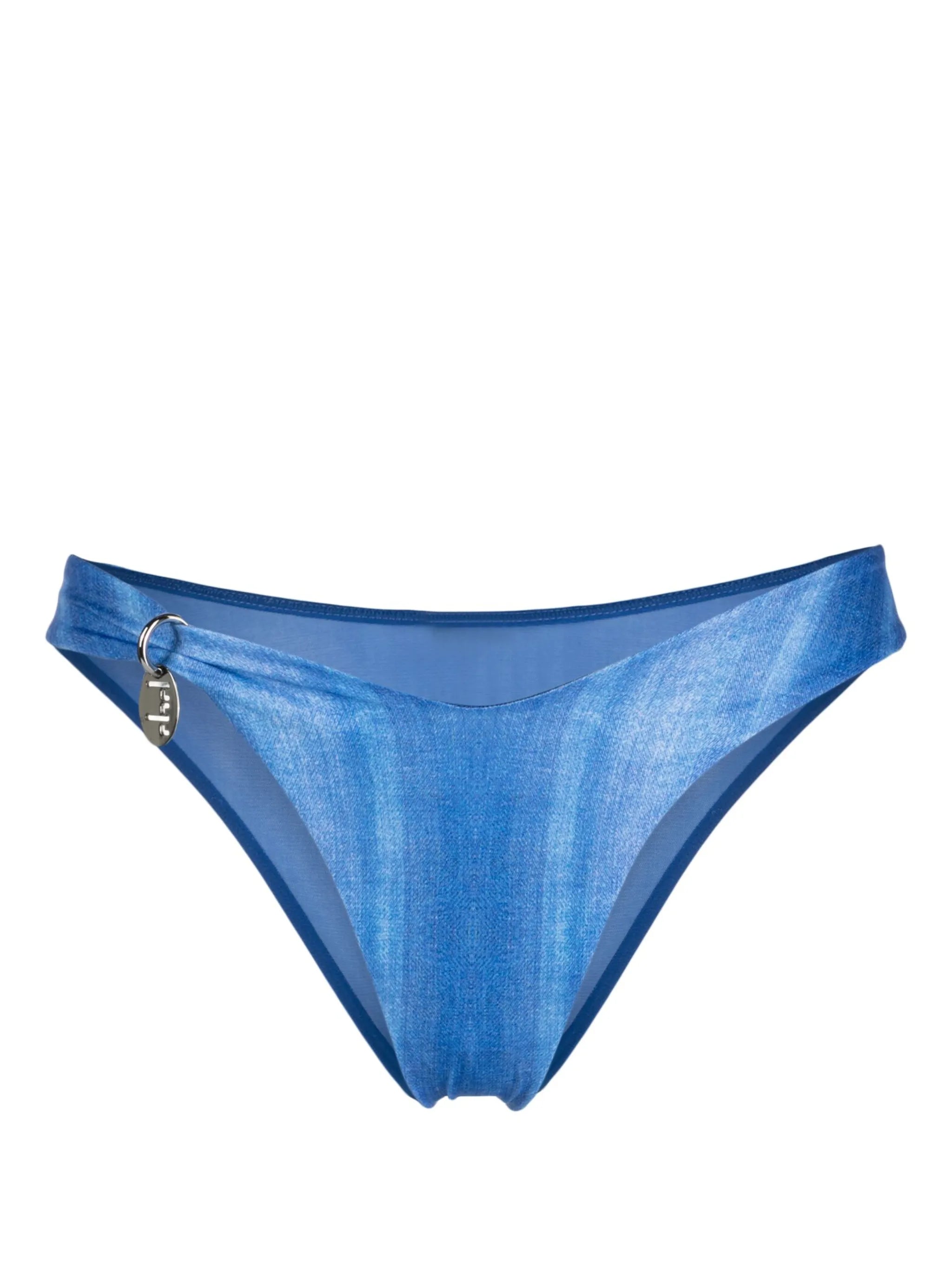 Denim-print bikini bottoms