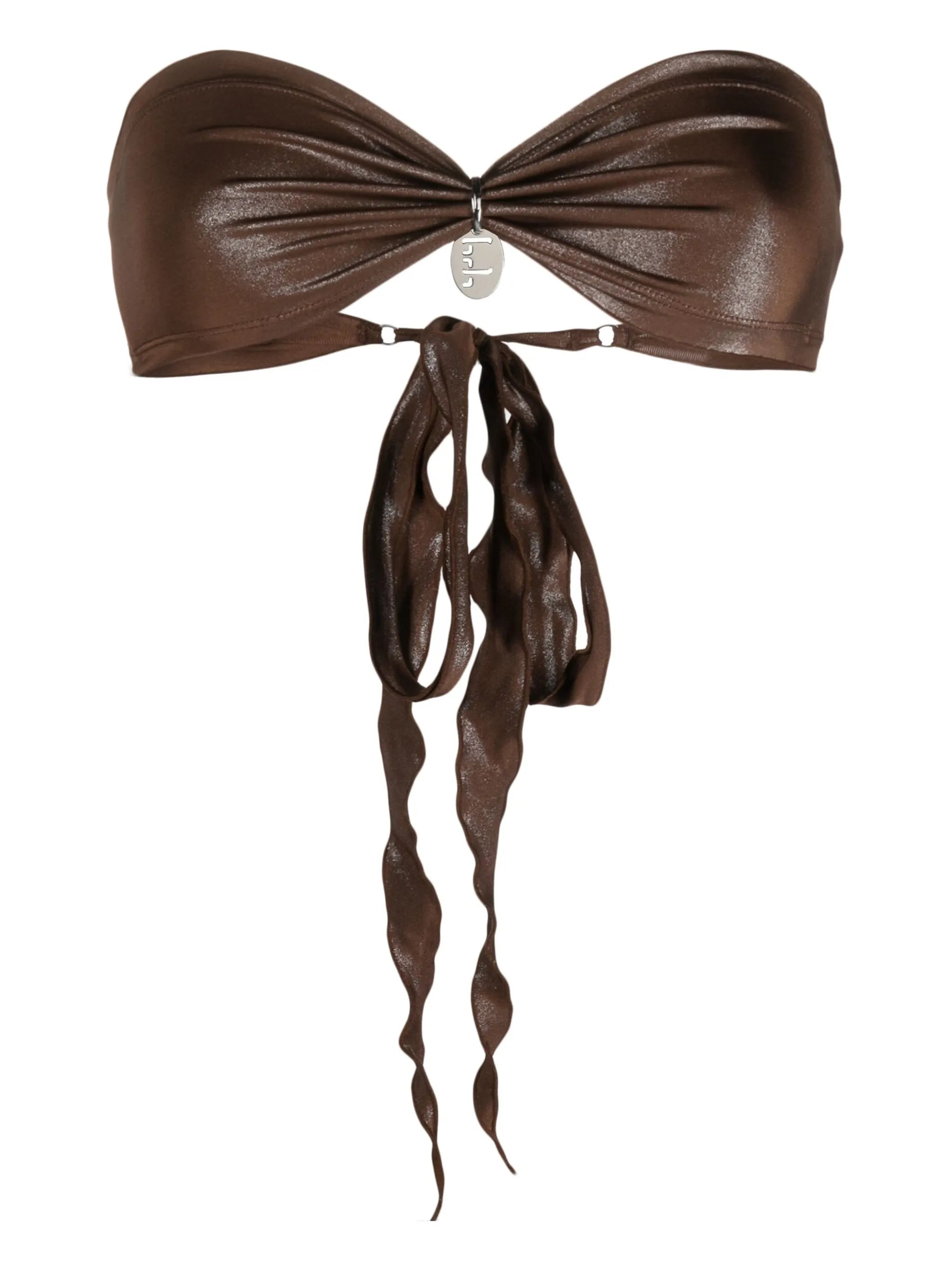 logo-charm strapless bikini top