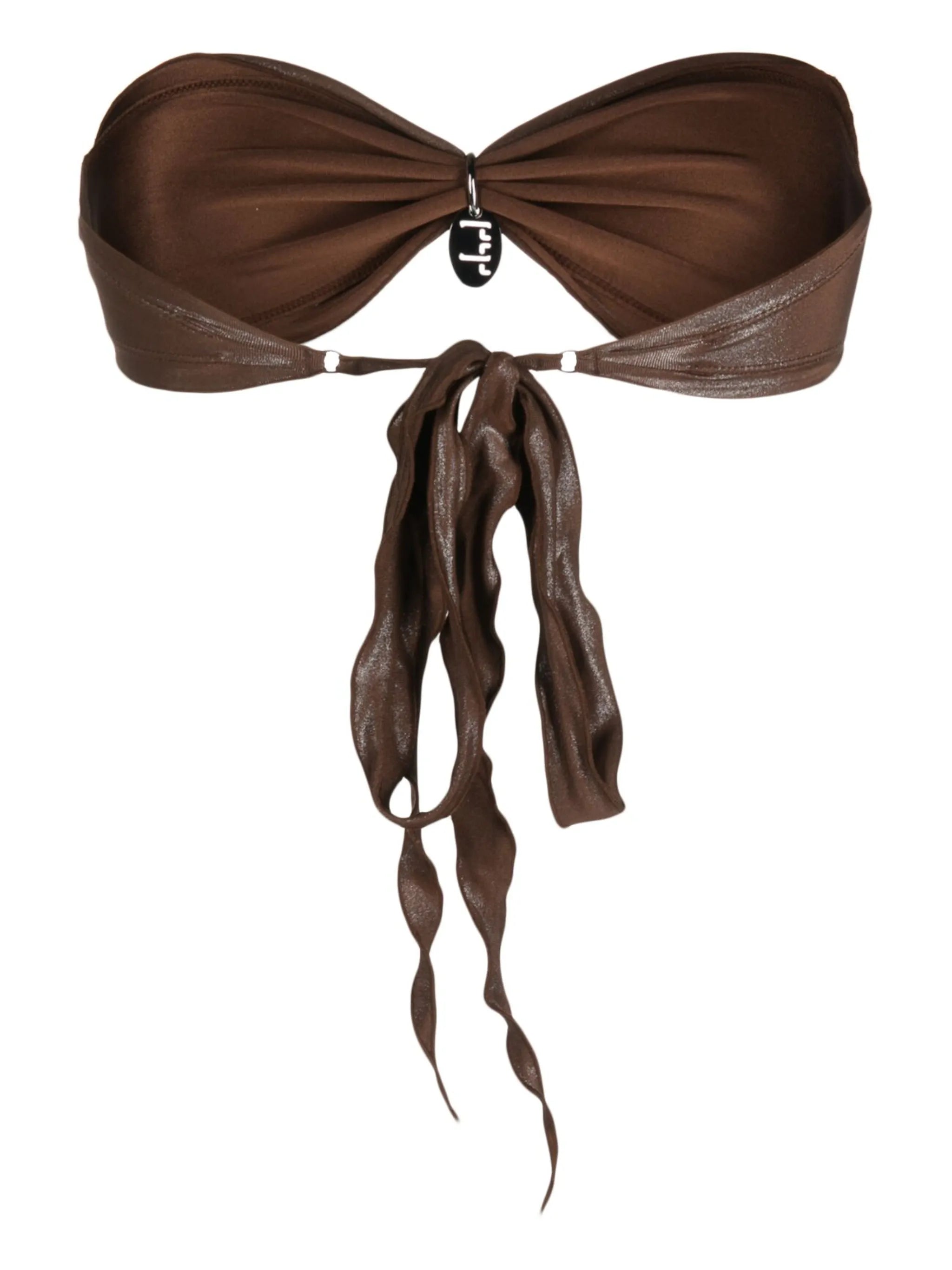 logo-charm strapless bikini top