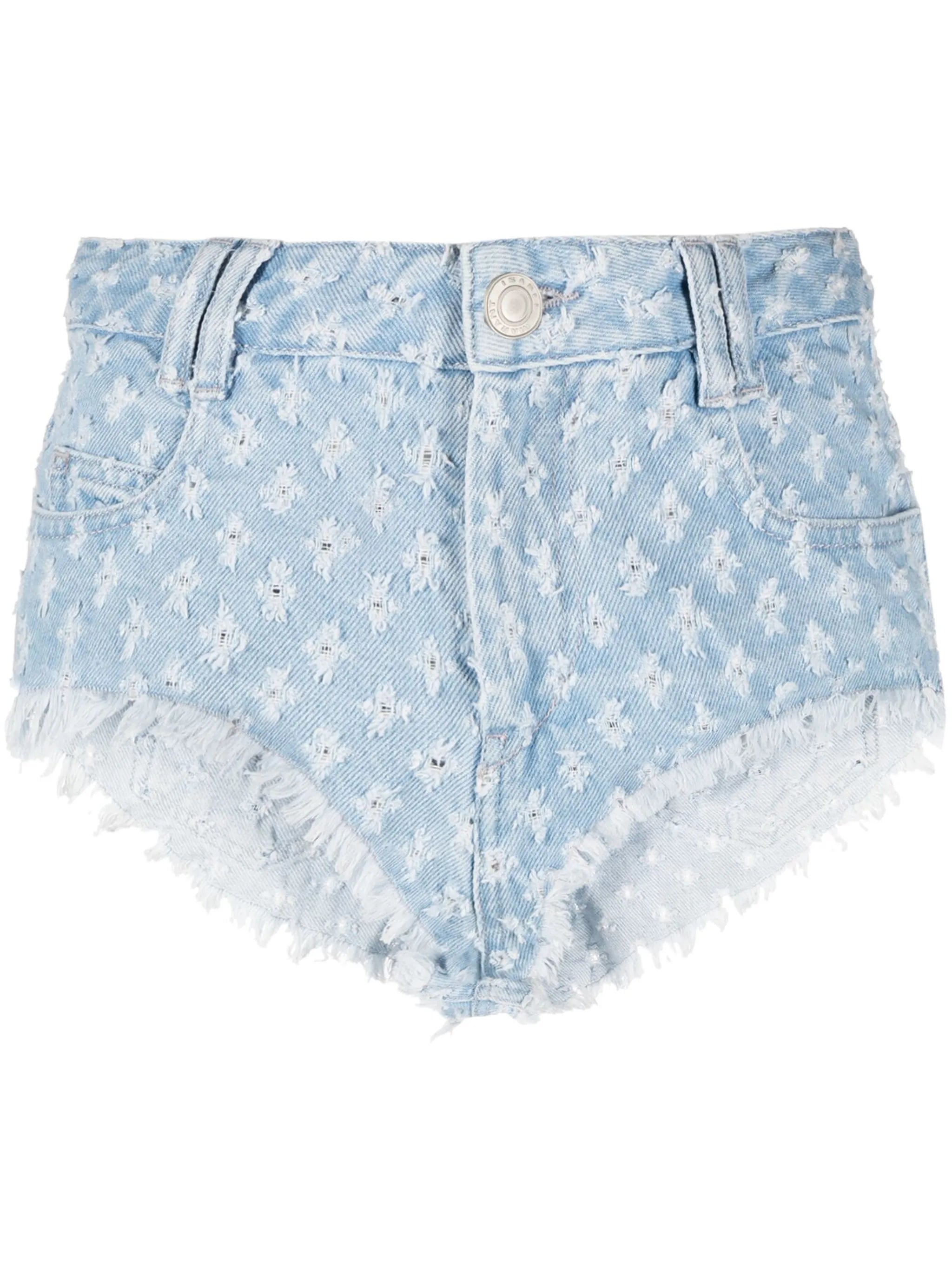 distressed-effect shorts