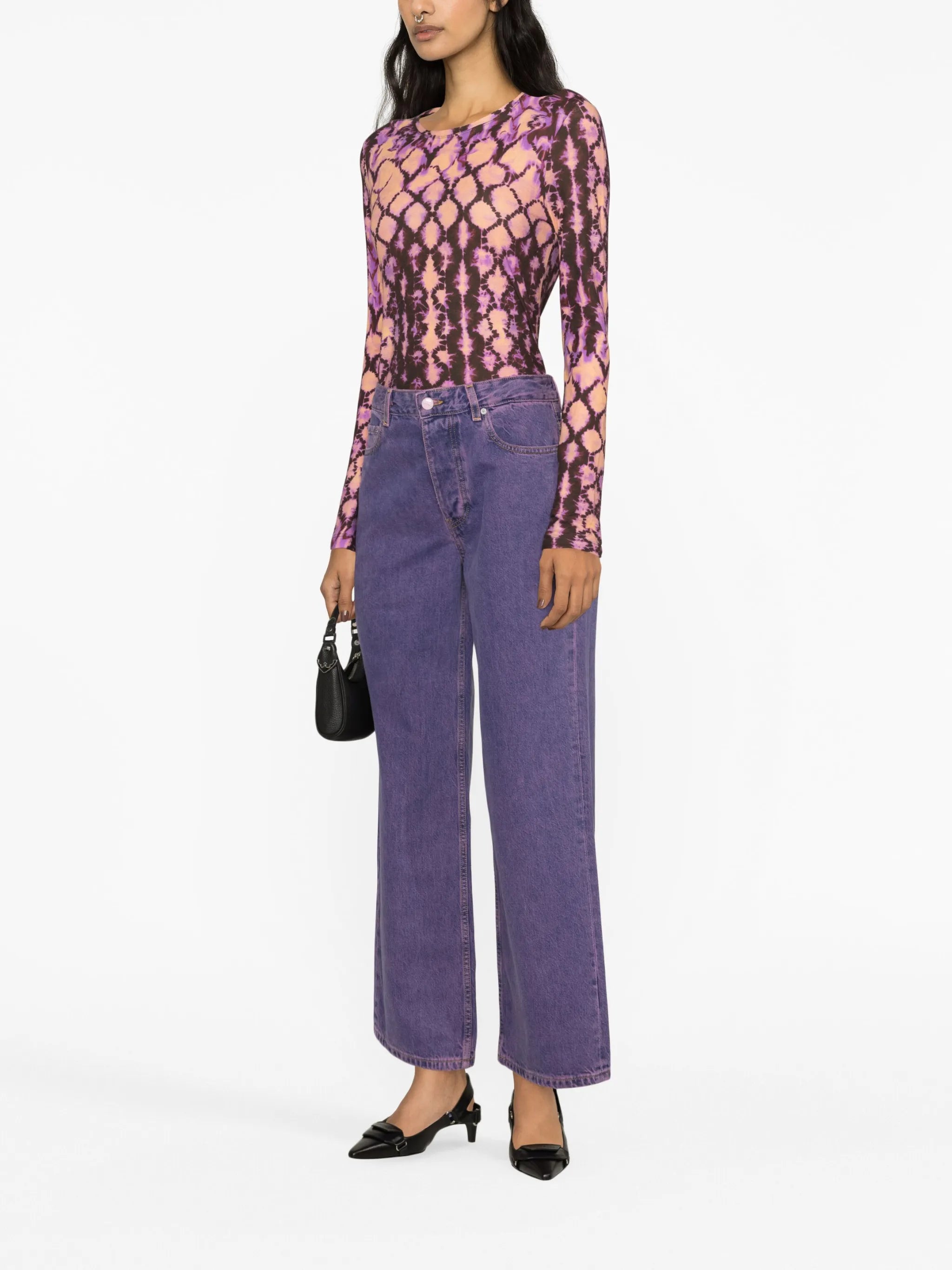 Overdyed high-waist wide-leg jeans