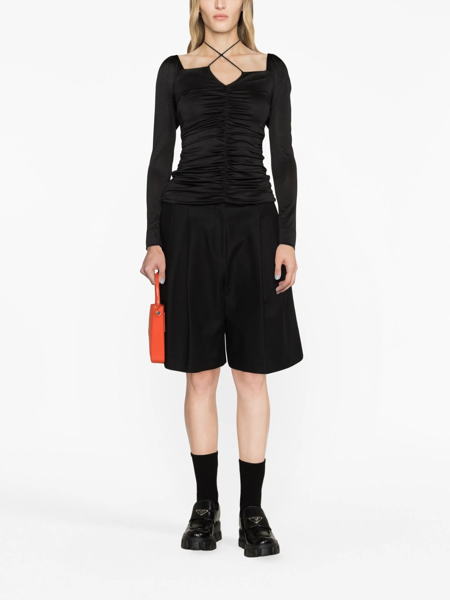 ruched crepe blouse